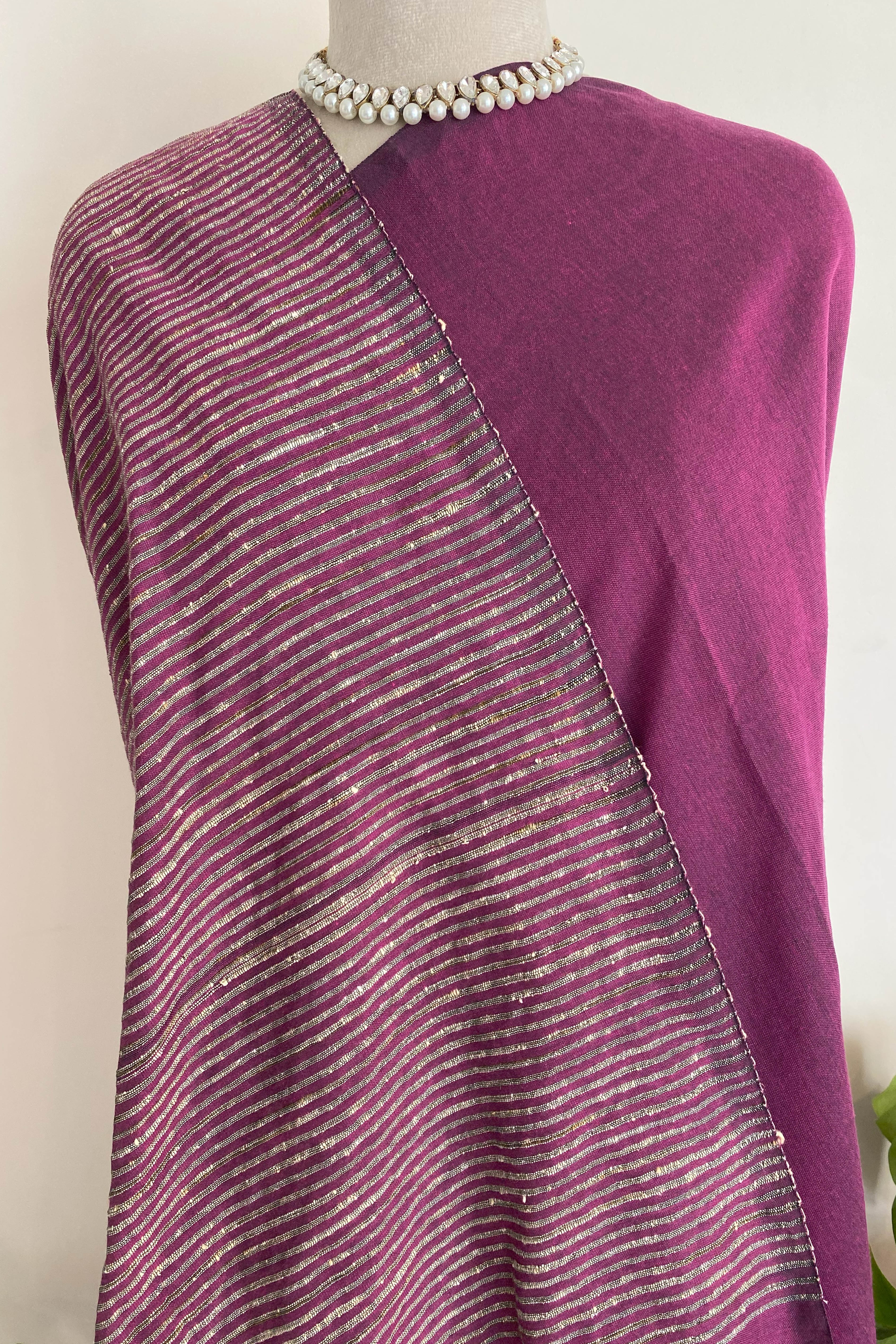 Devi Jamdani Slub Cotton Saree in Rani Pink Colour