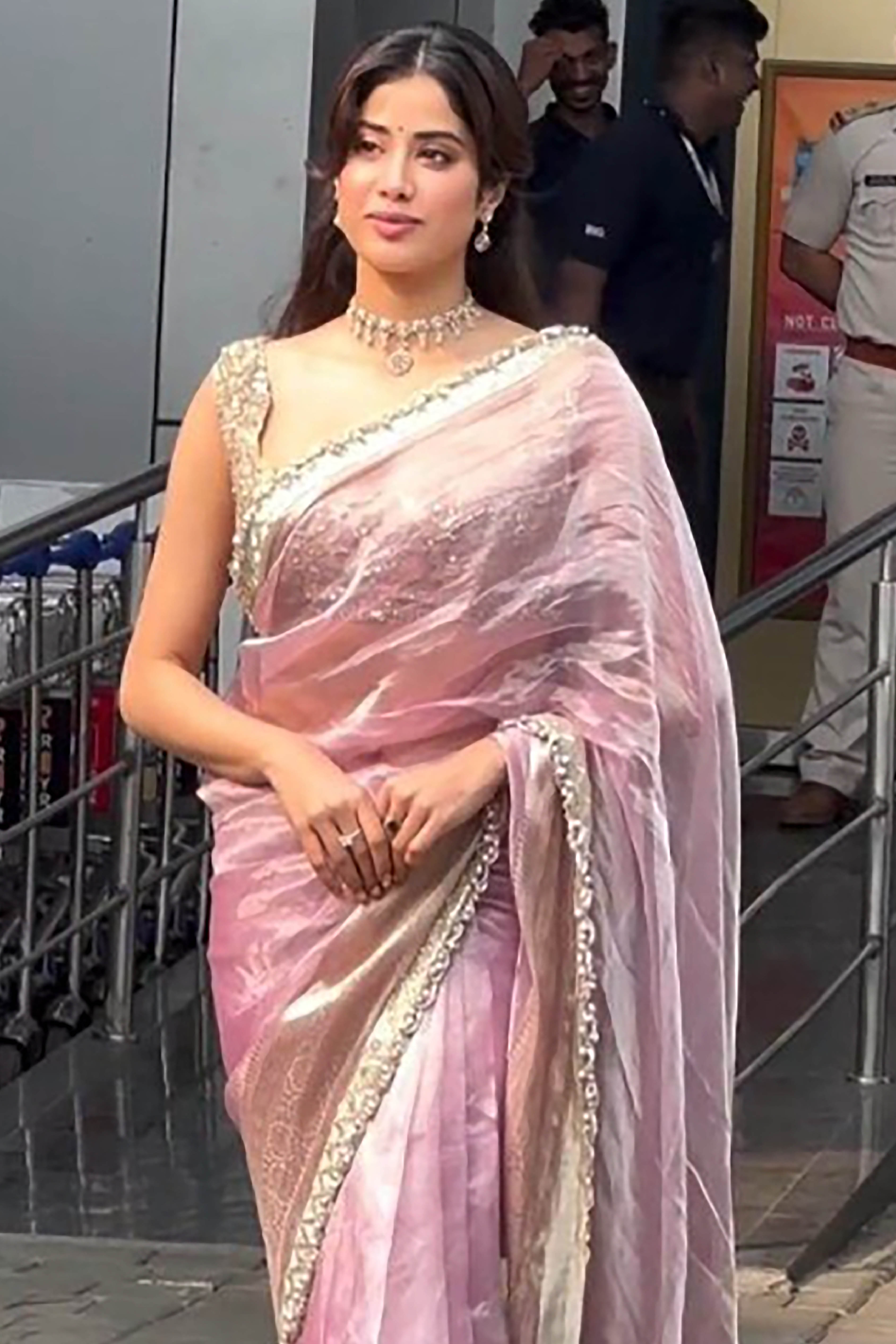 Ilaa Pure Satin Tissue Saree in  bright Lilac Colour with Golden Sheen - Indian Handloomz