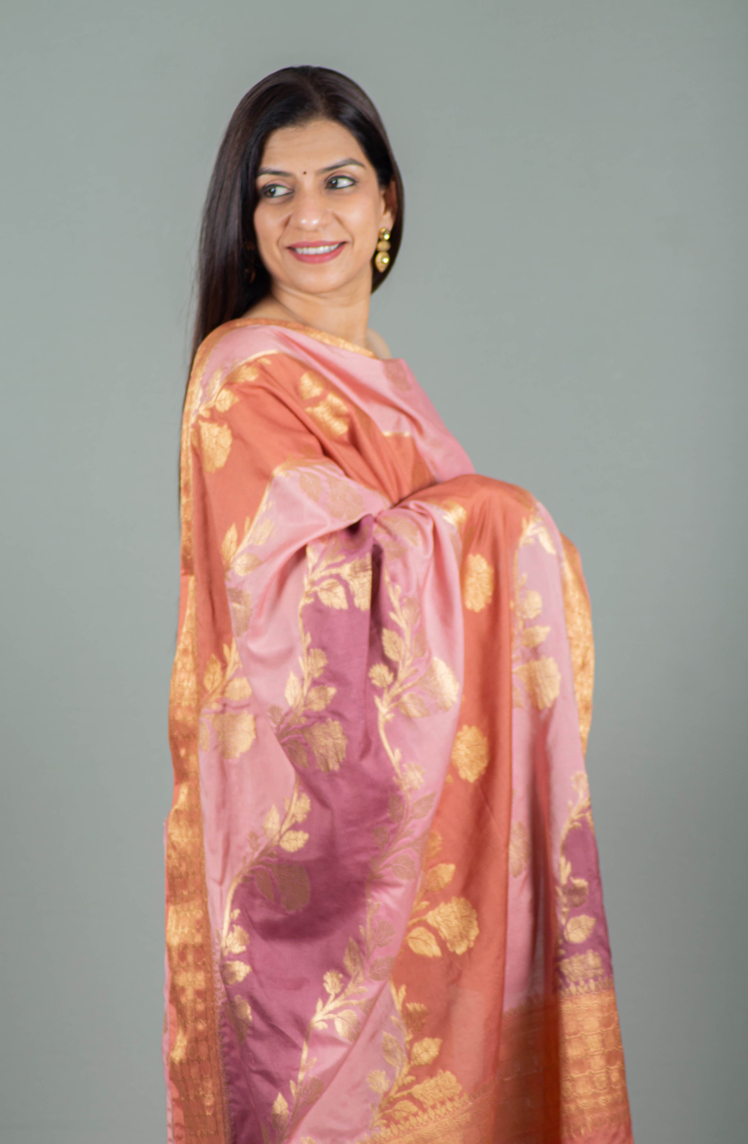 Krisha Pure Banarasi Rangkat Silk Unstitched Suit Set in Watermelon Pink Colour - Indian Handloomz