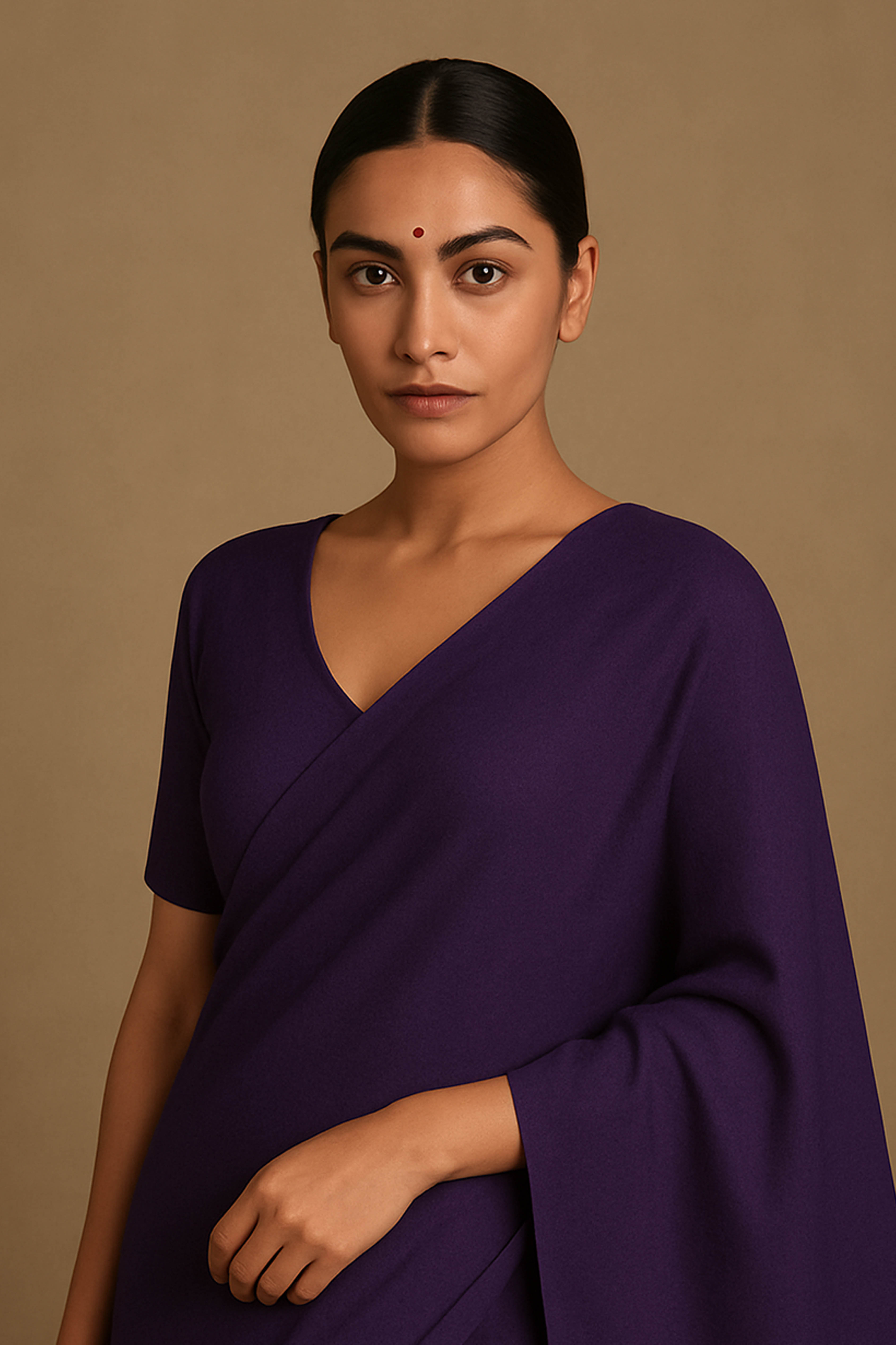 Pure Cotton Dark Violet Saree with Blue Tassels & Blouse Piece