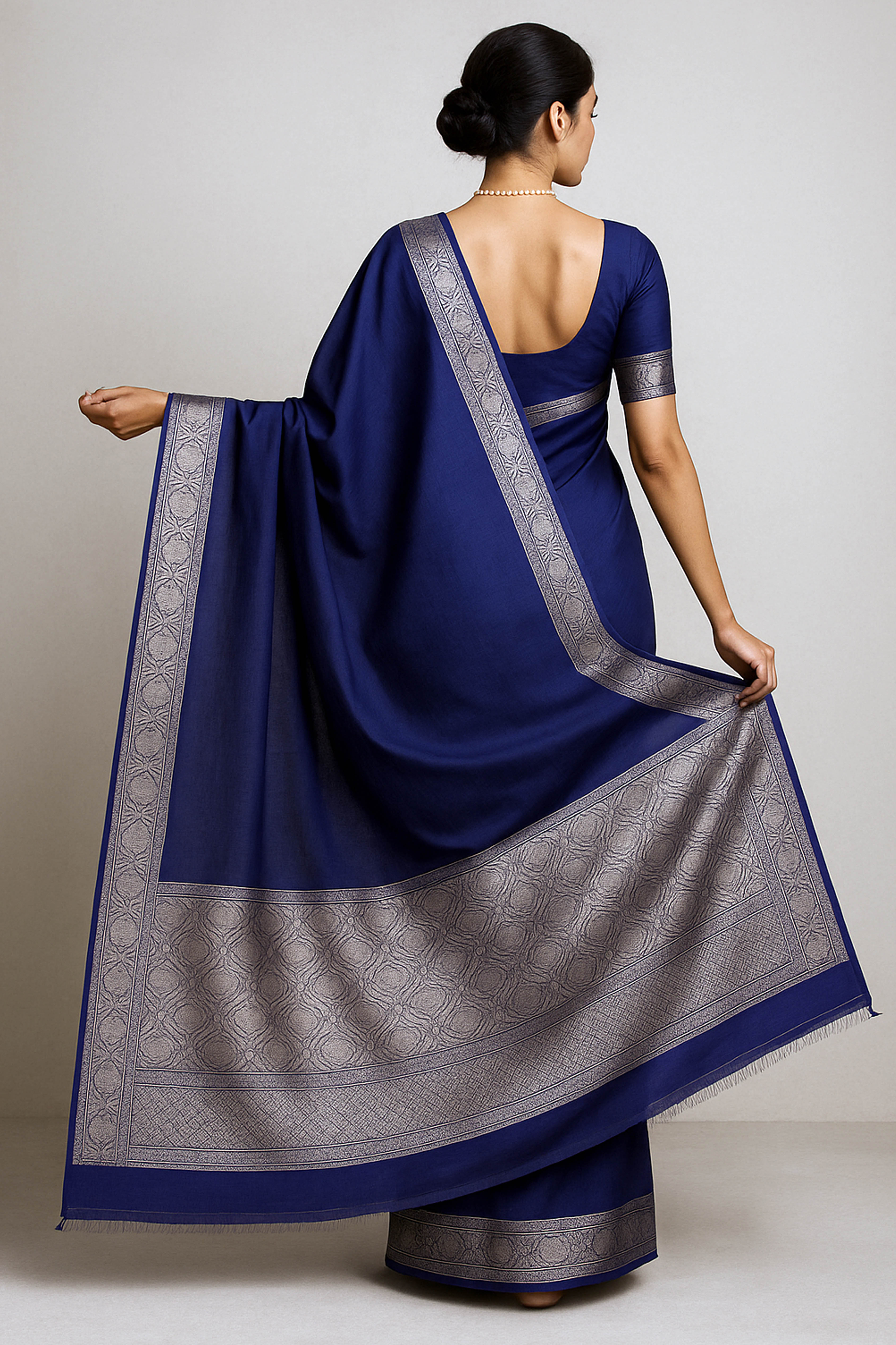 Dupion Tissue Silk Saree in Royal Blue