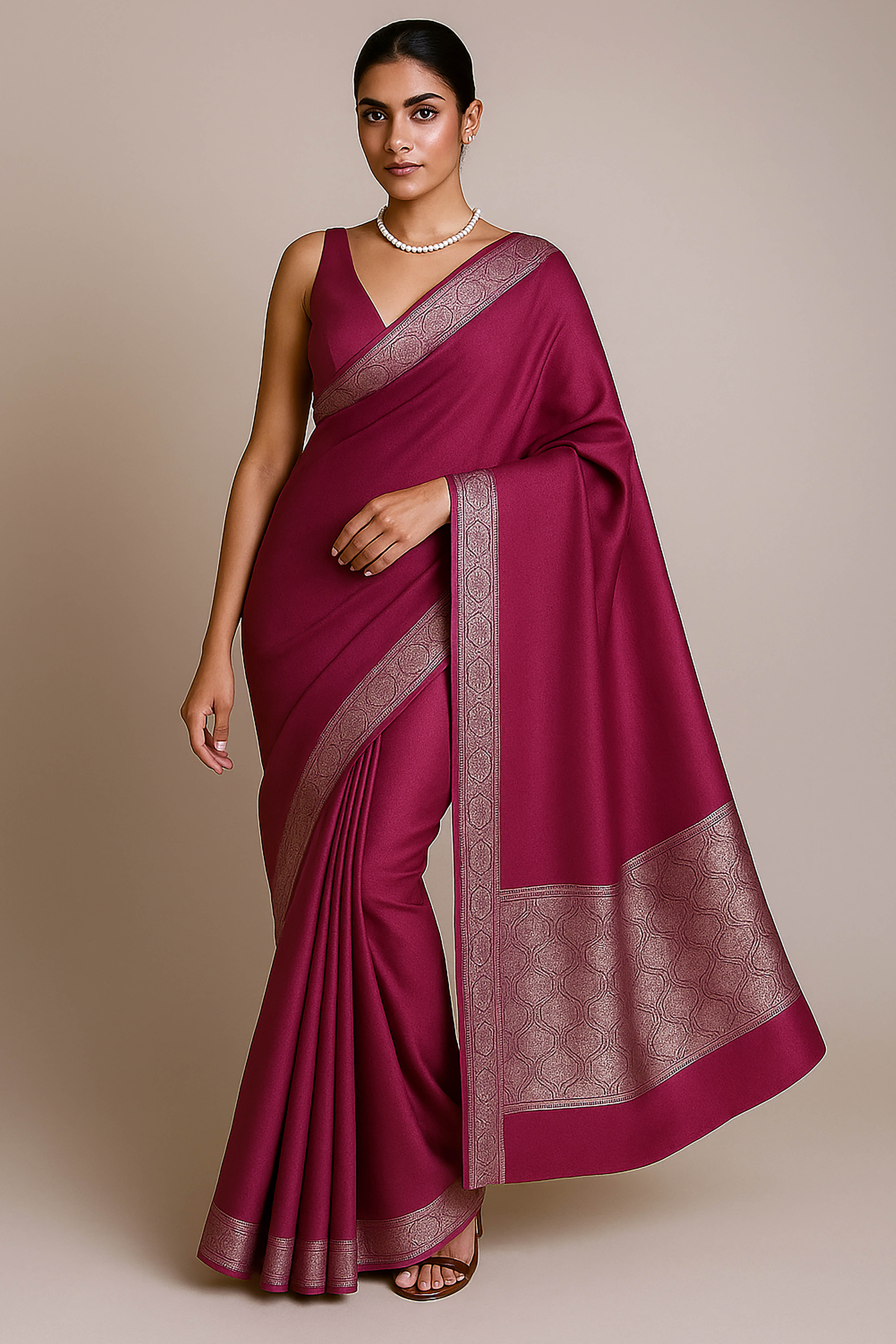 Dupion Tissue Silk Saree in Magenta
