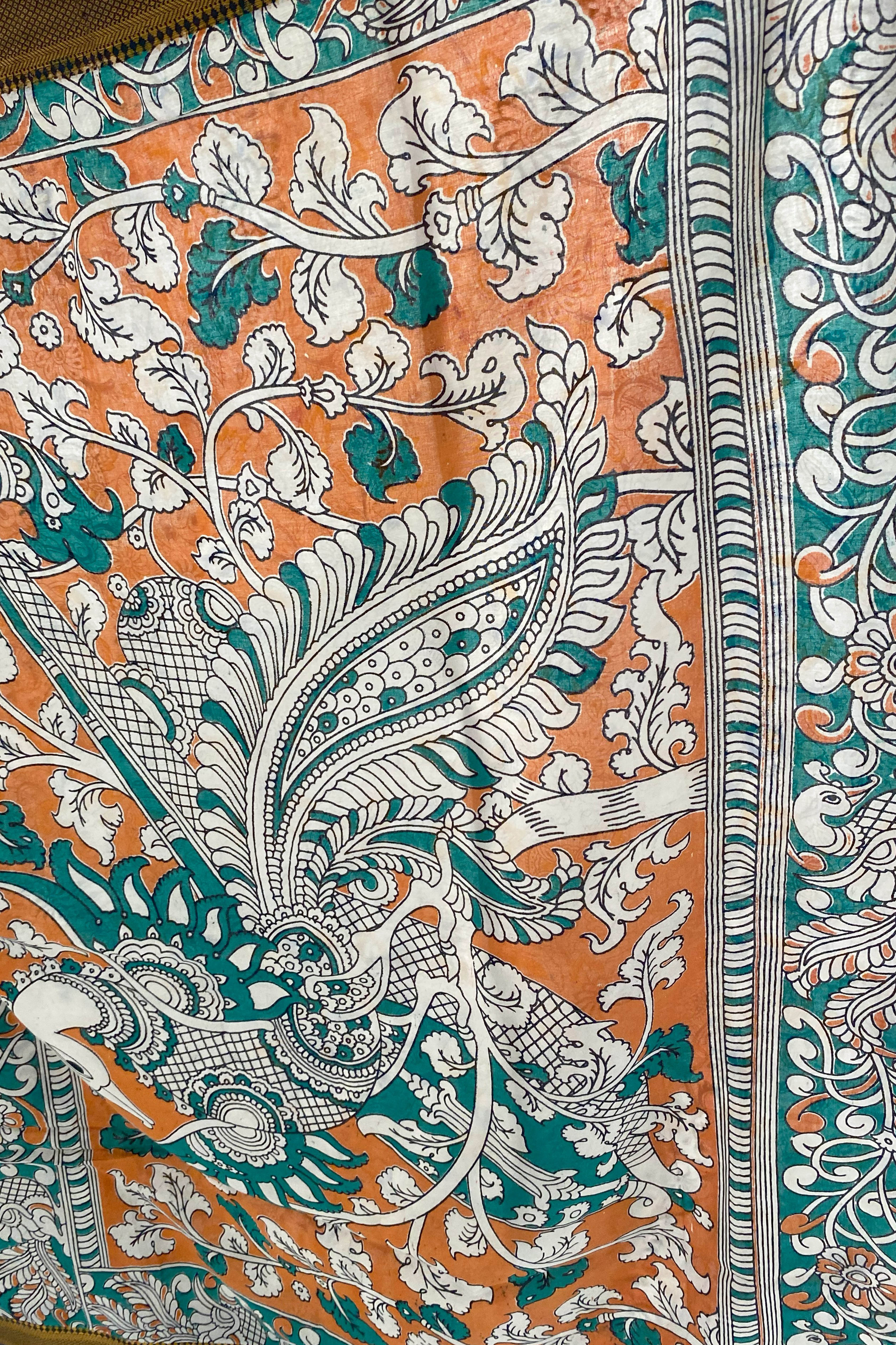 Kalamkari Chennur Silk in Maroon & Green