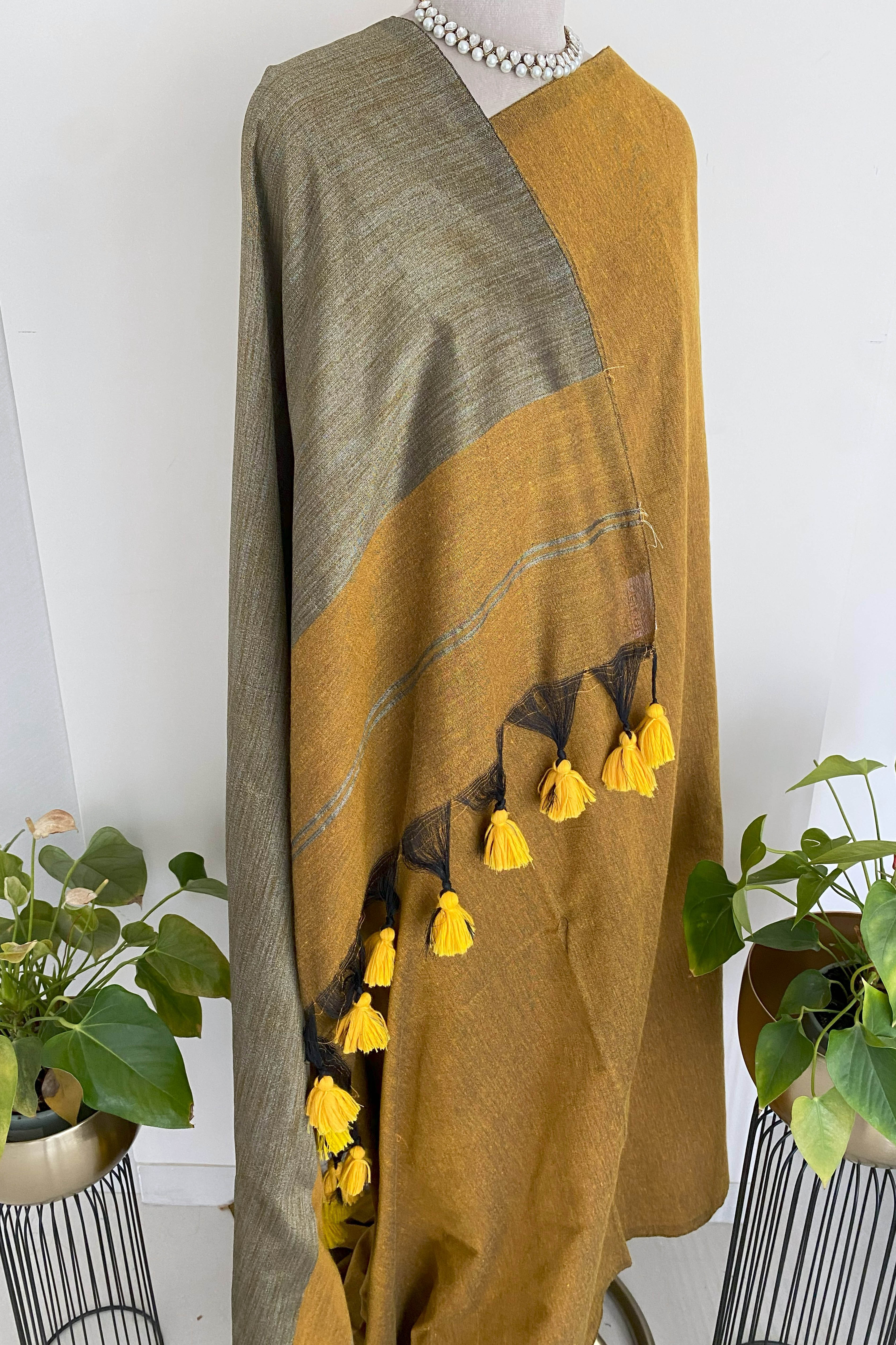 Mustard Yellow Jamdani Cotton Saree