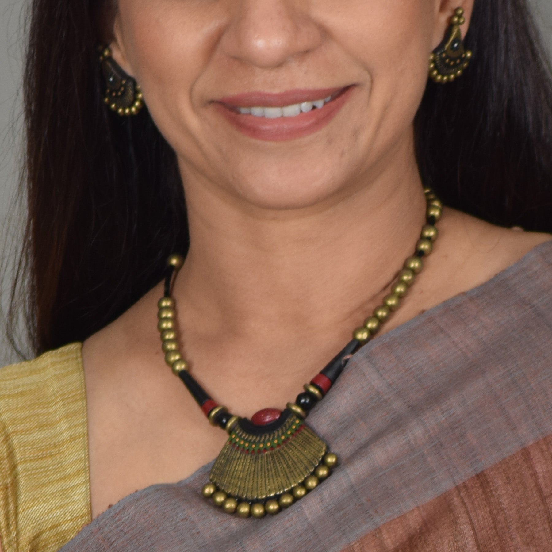 Terracotta Earring & Necklace Set - Indian Handloomz