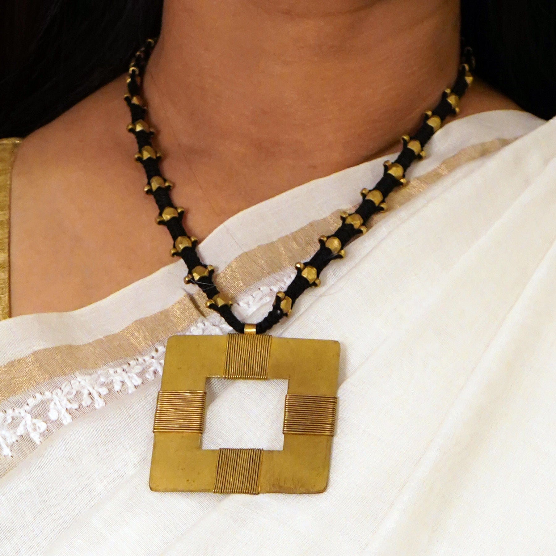 Brass Jewellery Earring & Necklace Set - Indian Handloomz