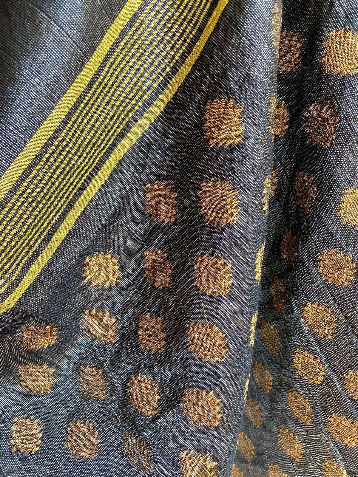 Ashley Tissue Cotton Jamdani Saree - Indian Handloomz