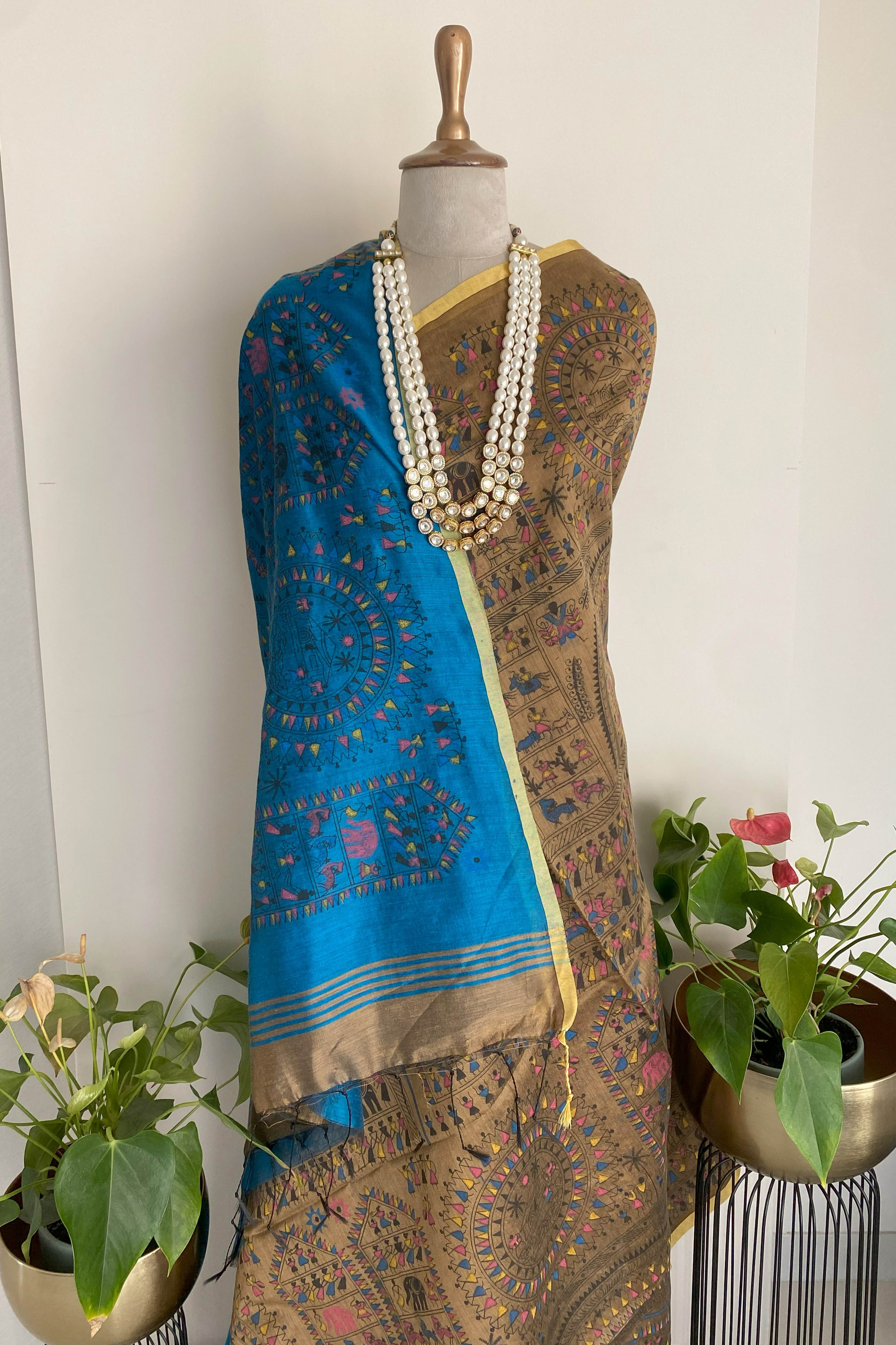 Nivedi Cotton Silk Warli Print Saree - Indian Handloomz