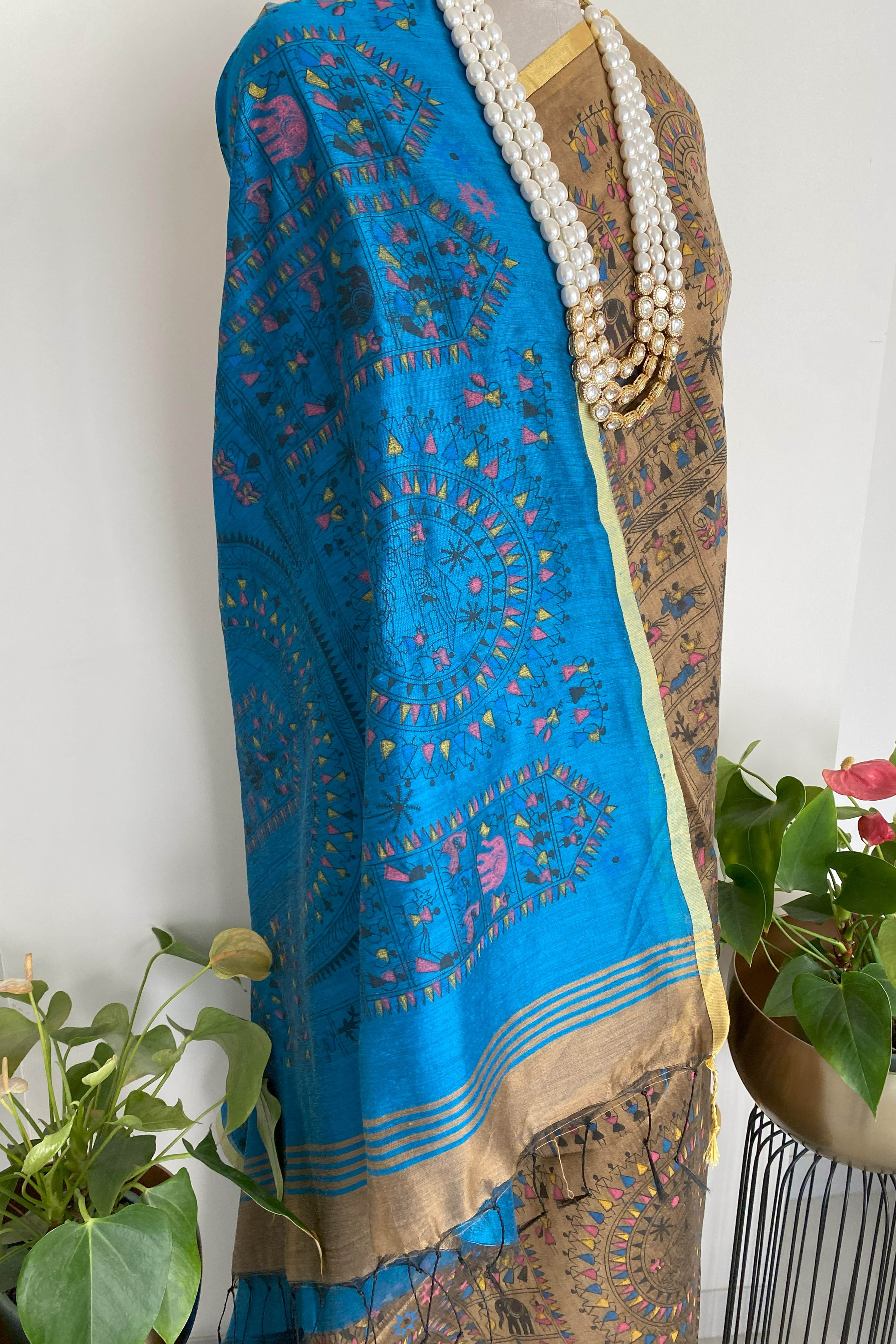 Nivedi Cotton Silk Warli Print Saree - Indian Handloomz