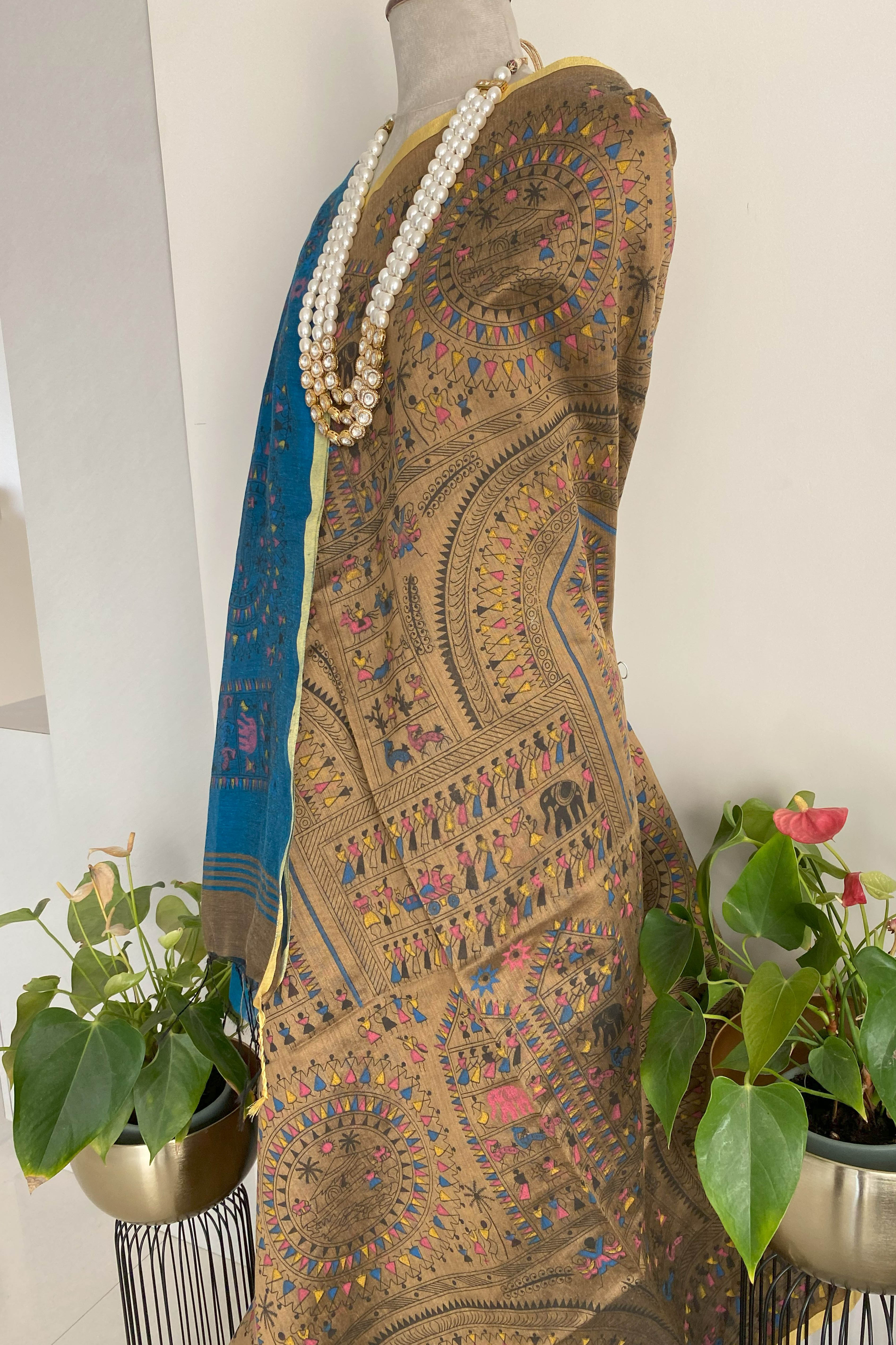 Nivedi Cotton Silk Warli Print Saree - Indian Handloomz