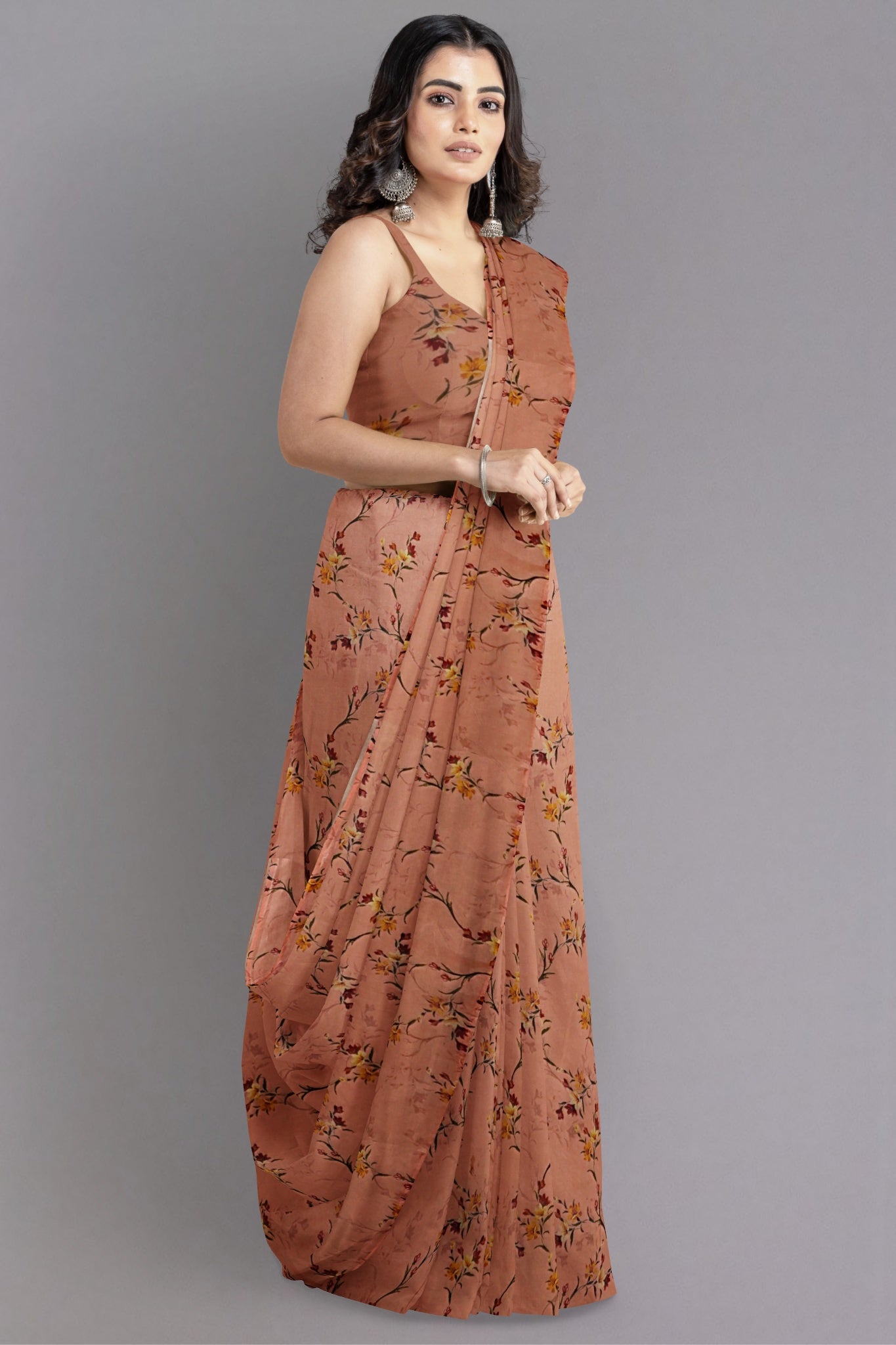 Anaya Organza Silk Saree in Digital Printing, Soft Gradations Colour & Fine Floral Motifs - Indian Handloomz