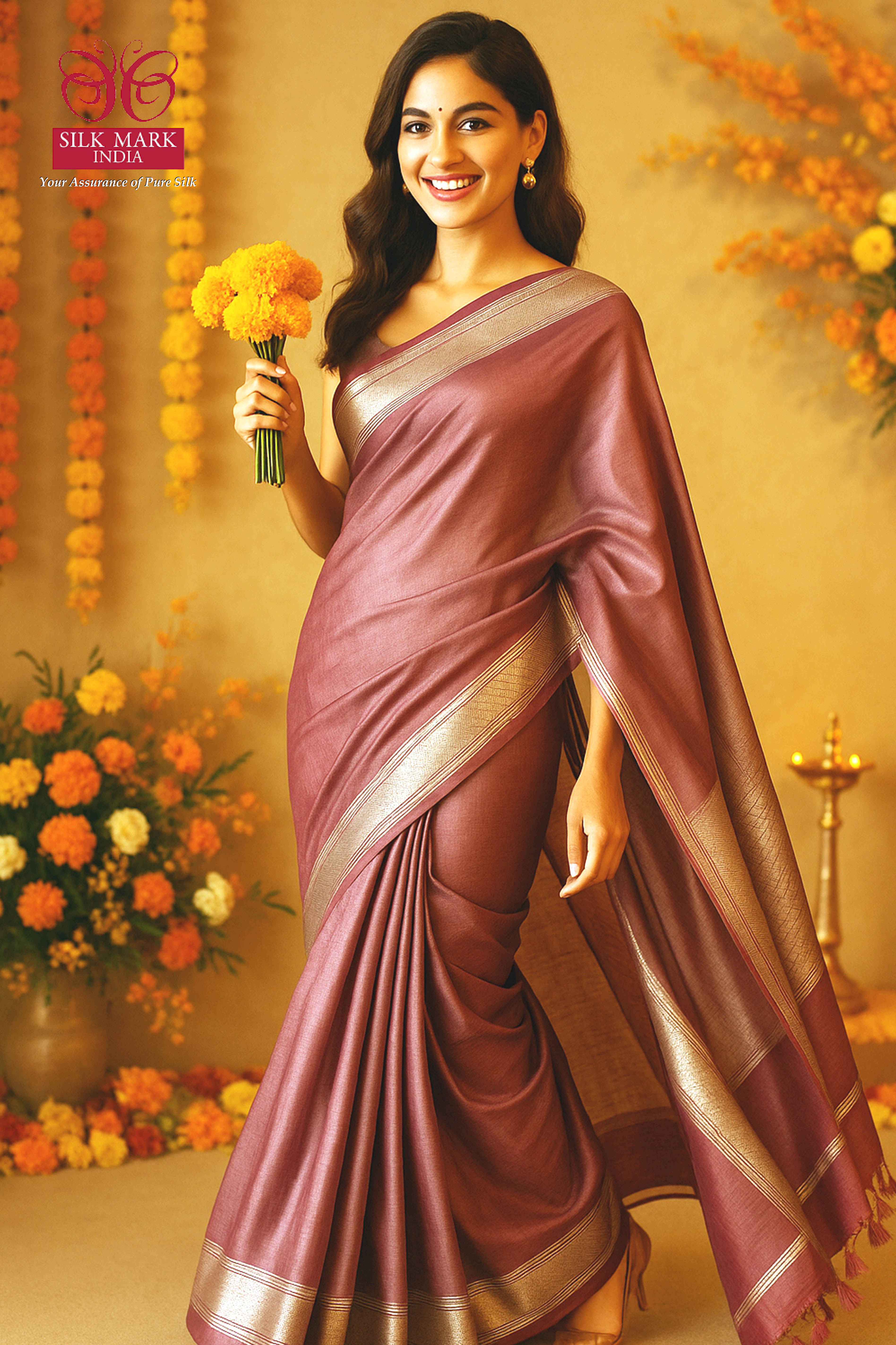 Pure Banarasi Tissue Silk Saree in Shimmery Onion Pink Colour - Indian Handloomz