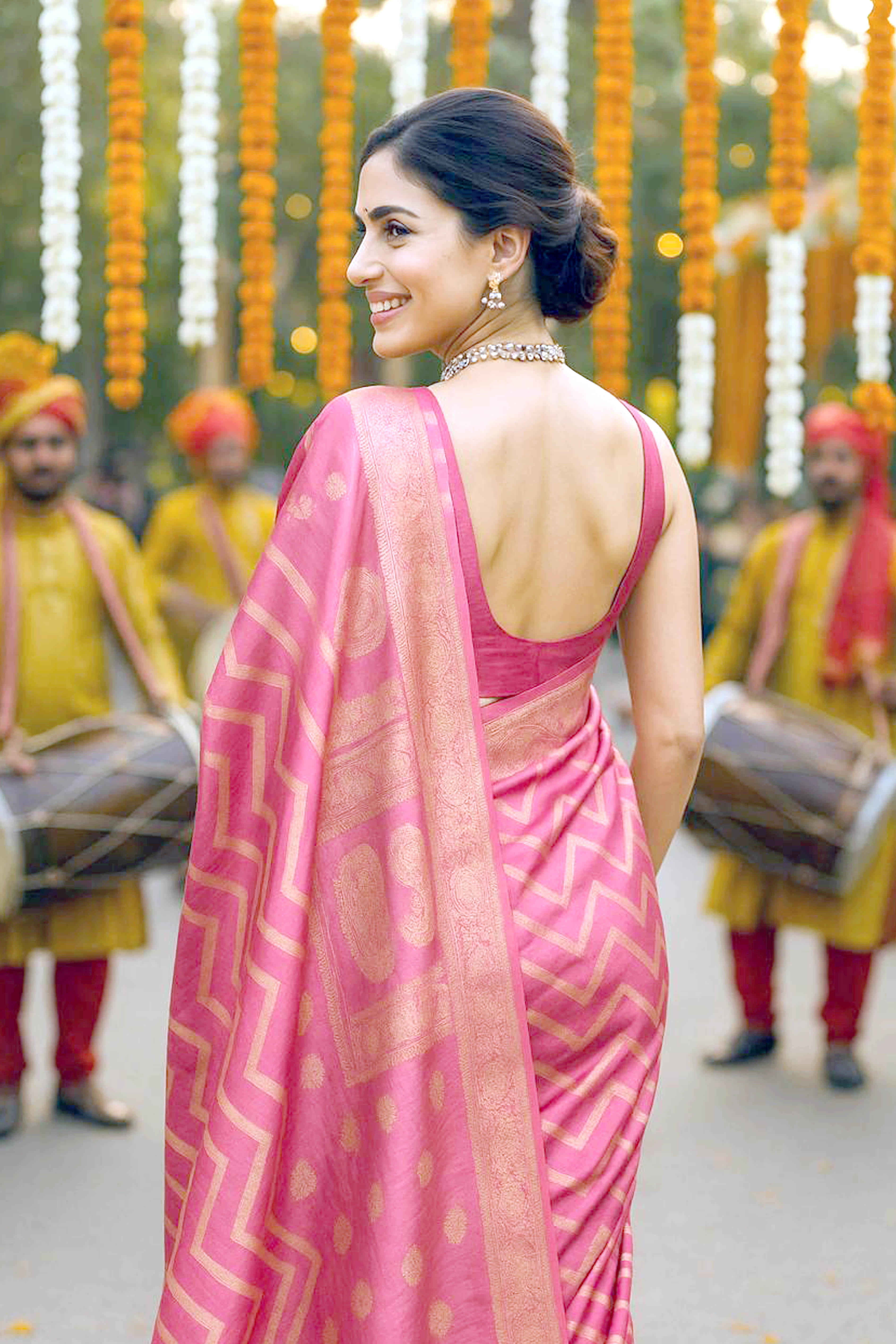Pure Mulberry Rangkat Silk Saree in Shades of Pink - Indian Handloomz