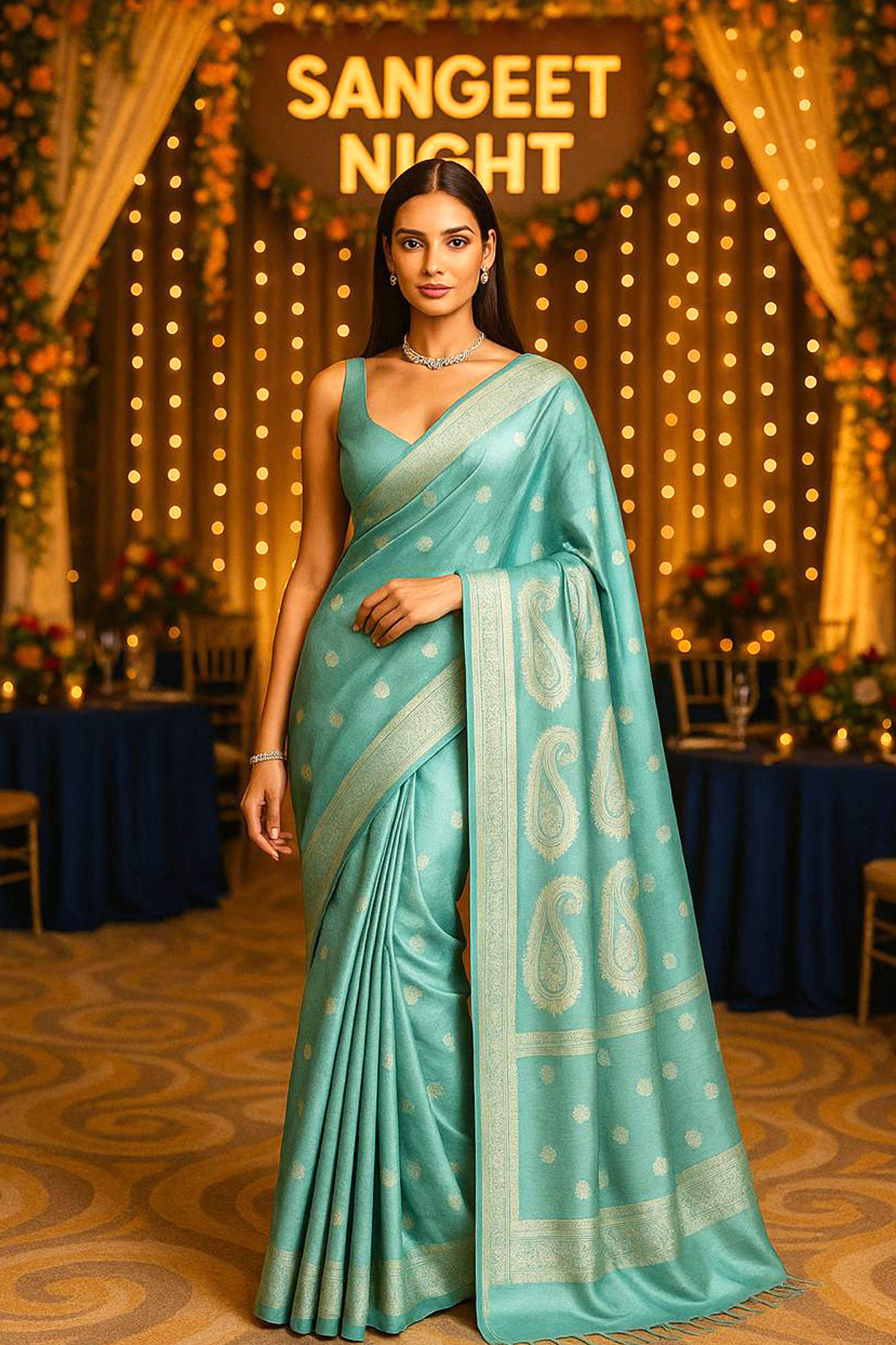 Pure Mulberry Silk Saree in Firozi Blue - Indian Handloomz