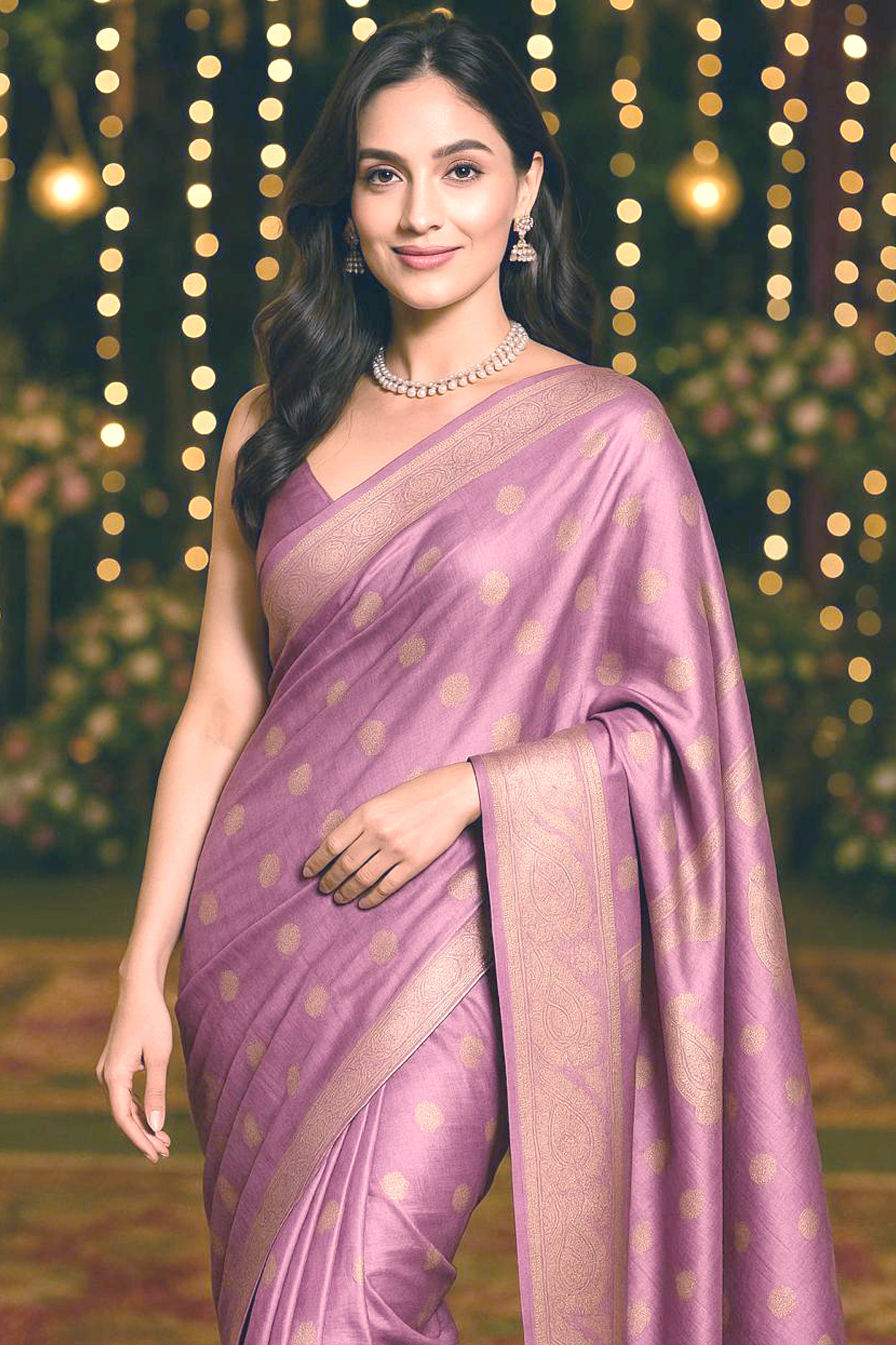 Pure Mulberry Silk Saree in Light Purple Colour - Indian Handloomz