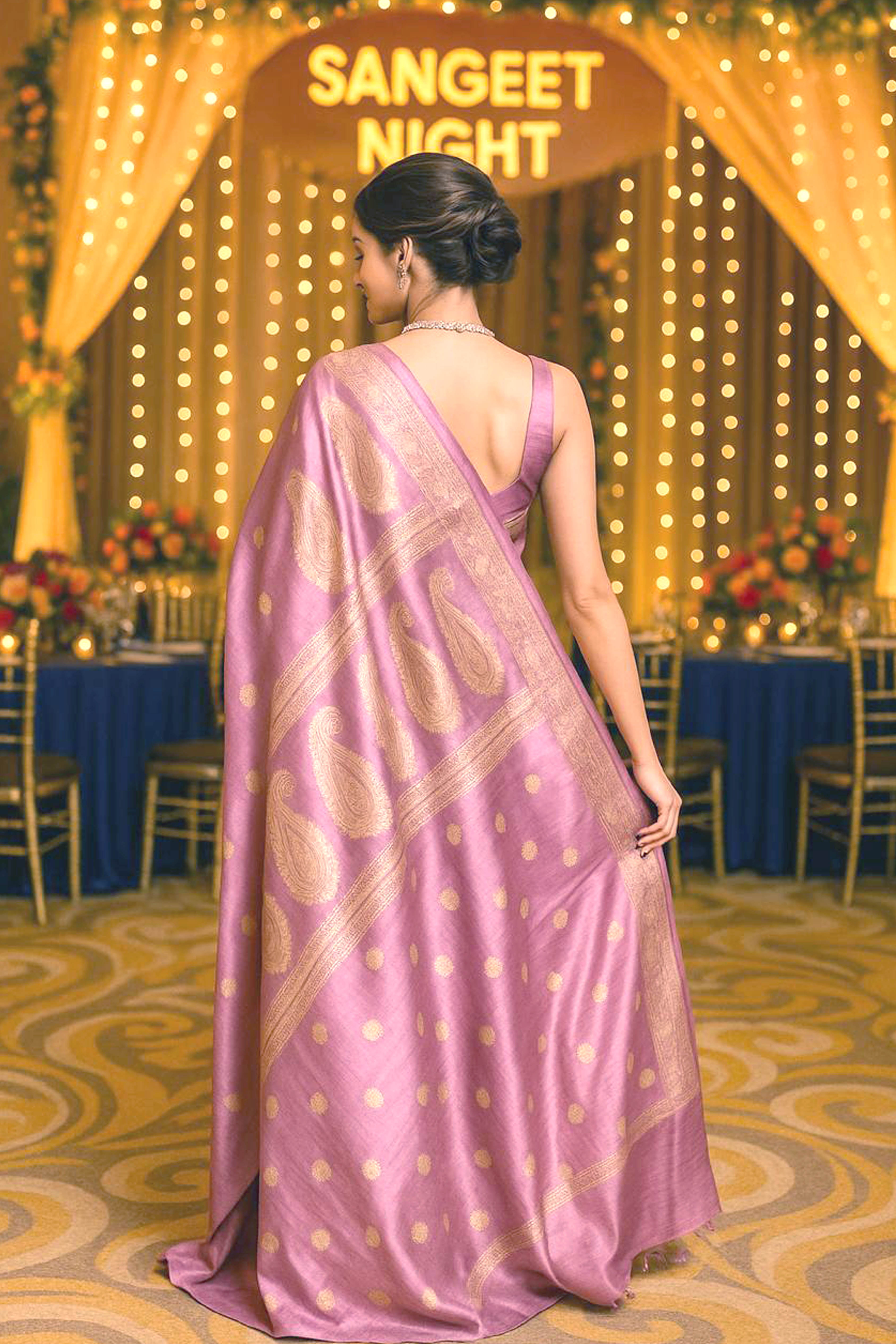 Pure Mulberry Silk Saree in Light Purple Colour - Indian Handloomz