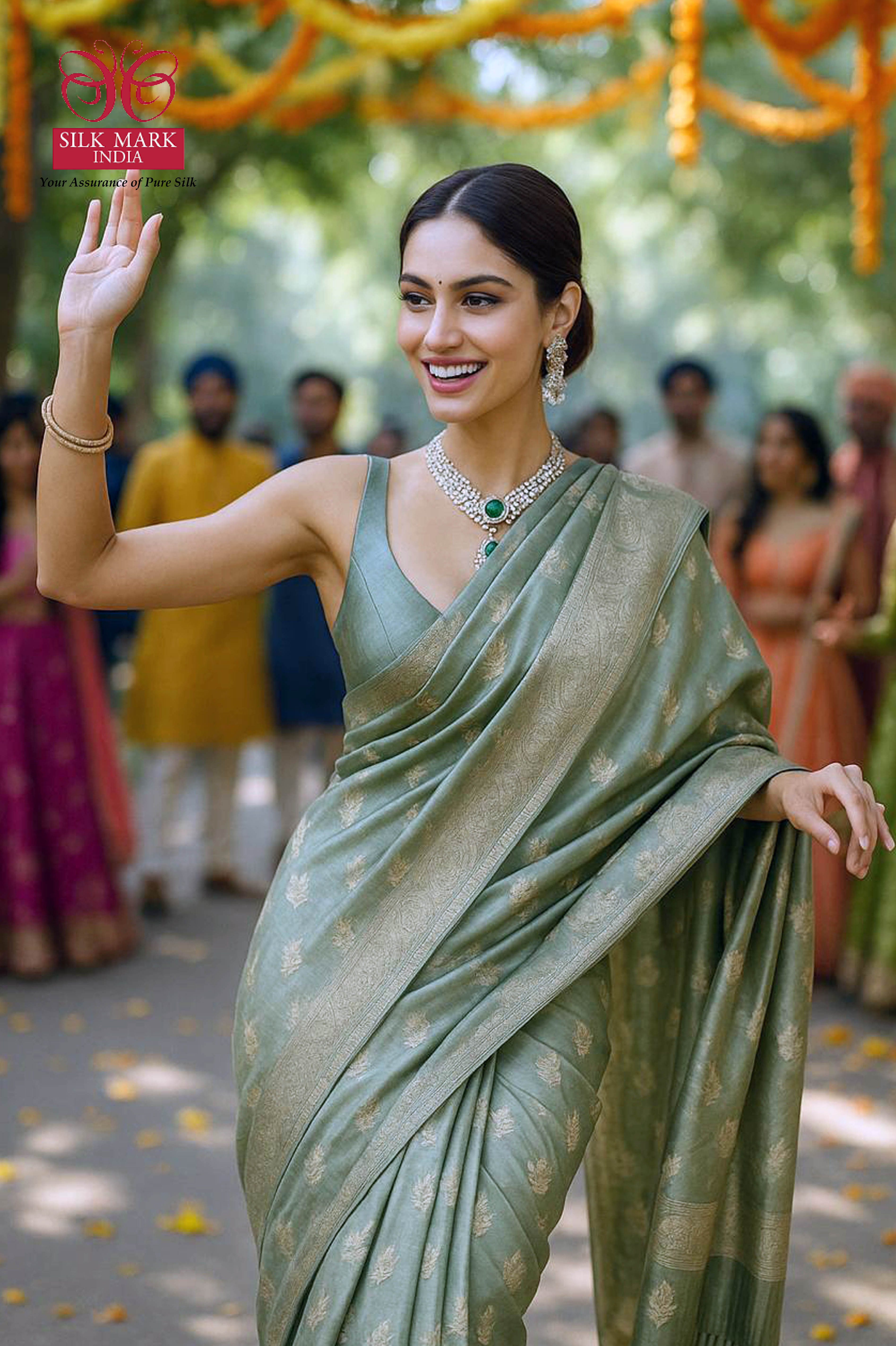 Pure Mulberry Silk Saree in Light Sea Green - Indian Handloomz