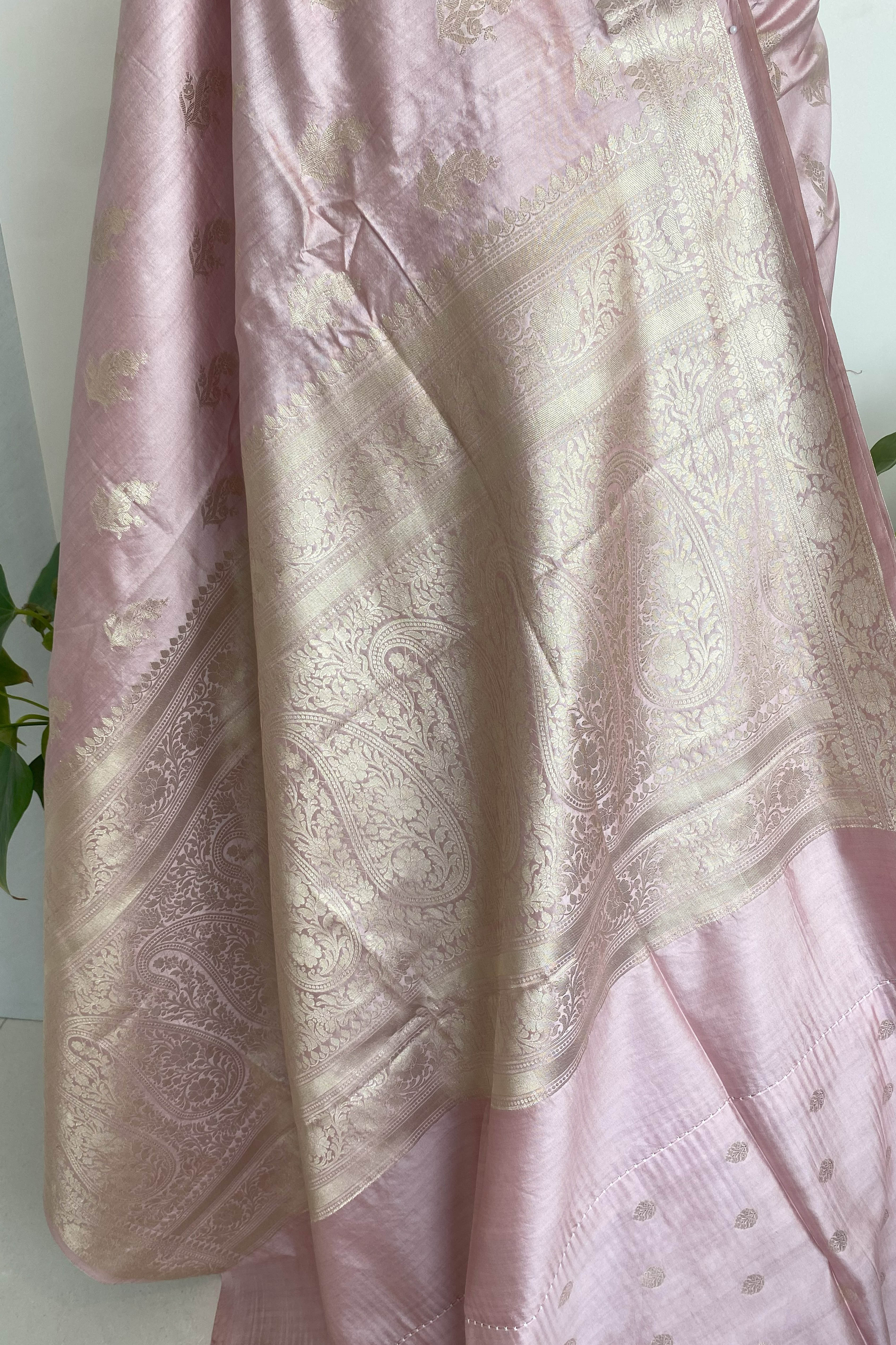 Pure Mulberry Silk Saree in Pink Colour - Indian Handloomz