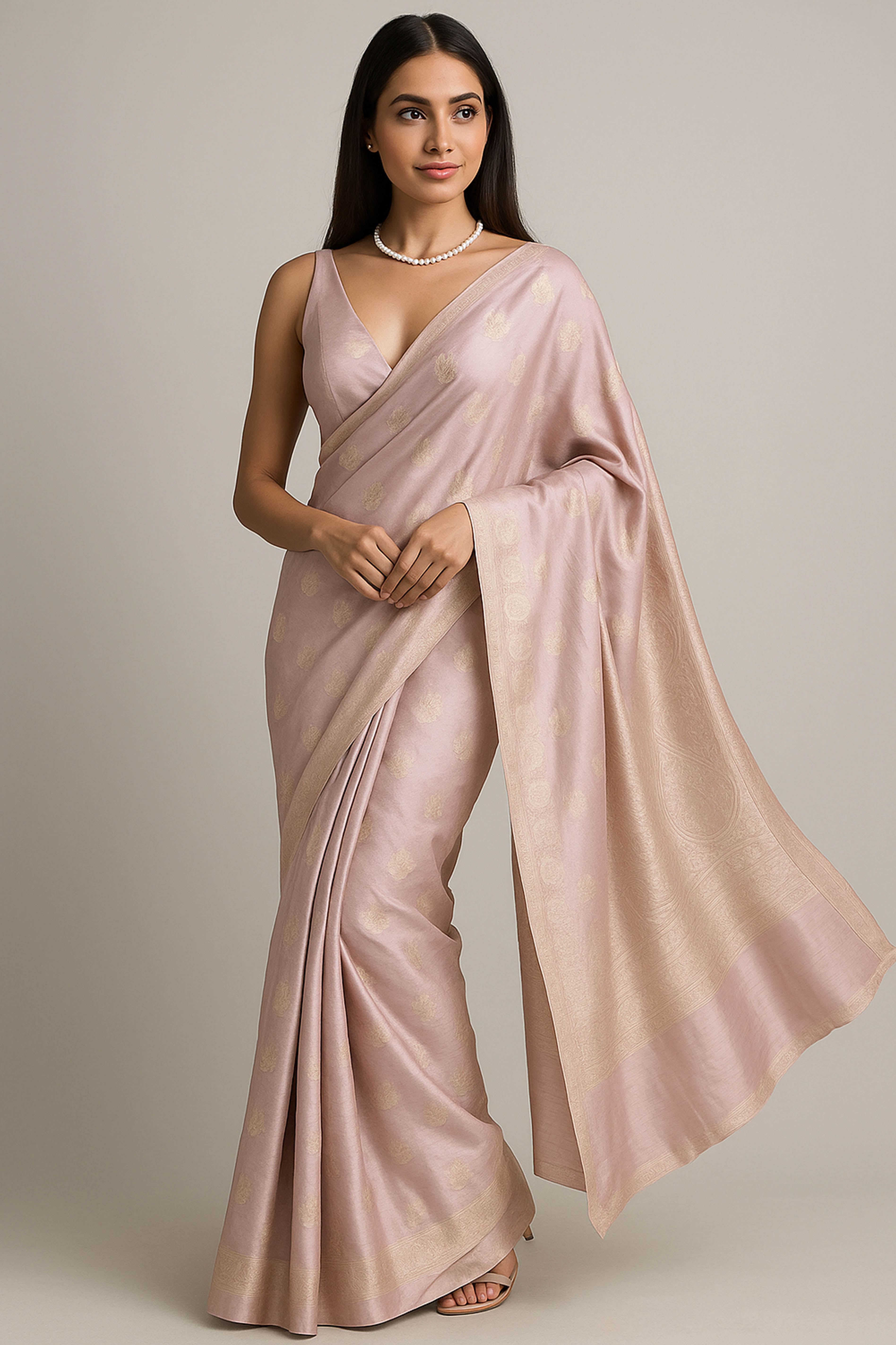 Pure Mulberry Silk Saree in Pink Colour - Indian Handloomz