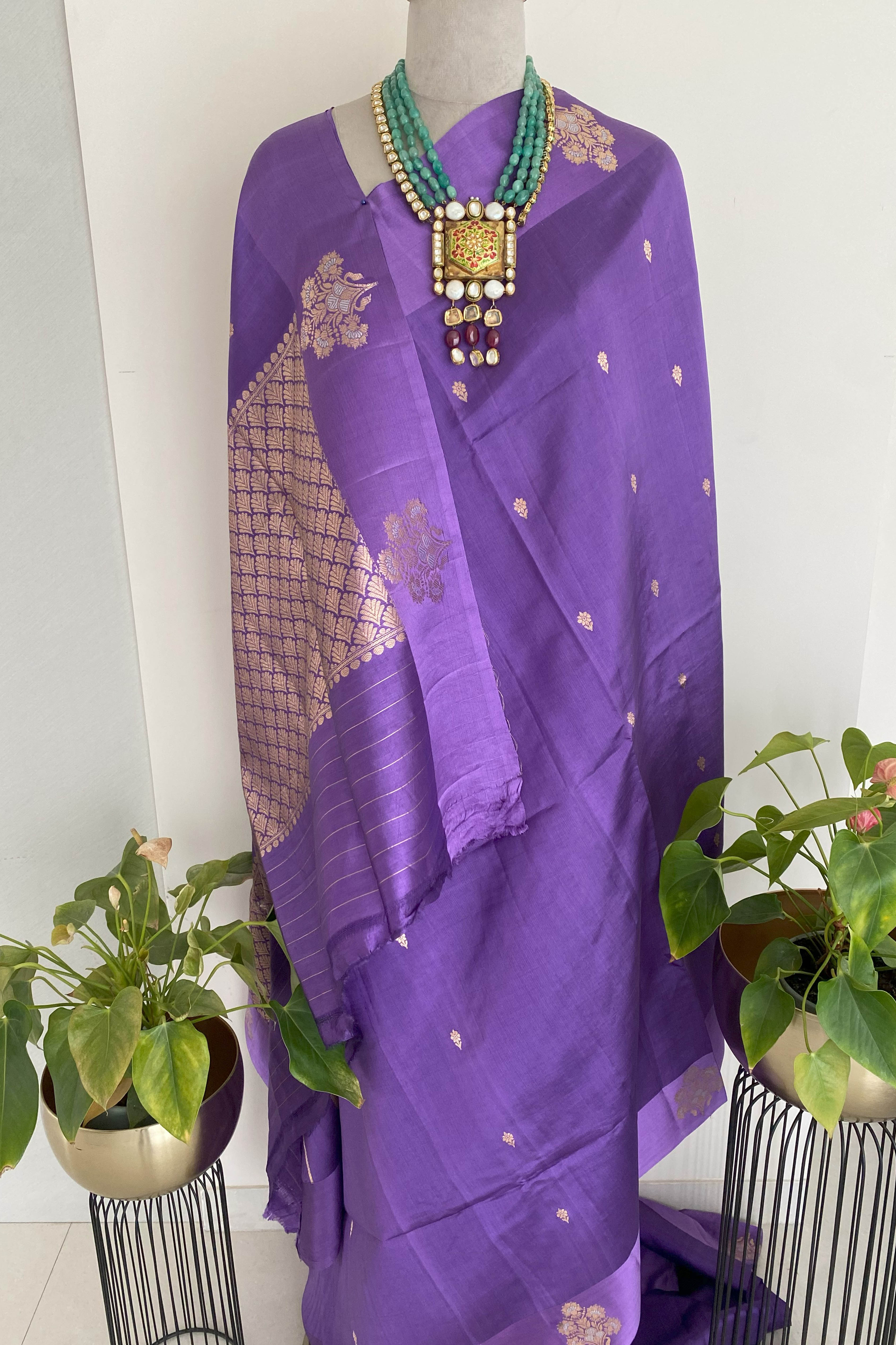 Purple Colour Pure Mashru Silk Saree - Indian Handloomz