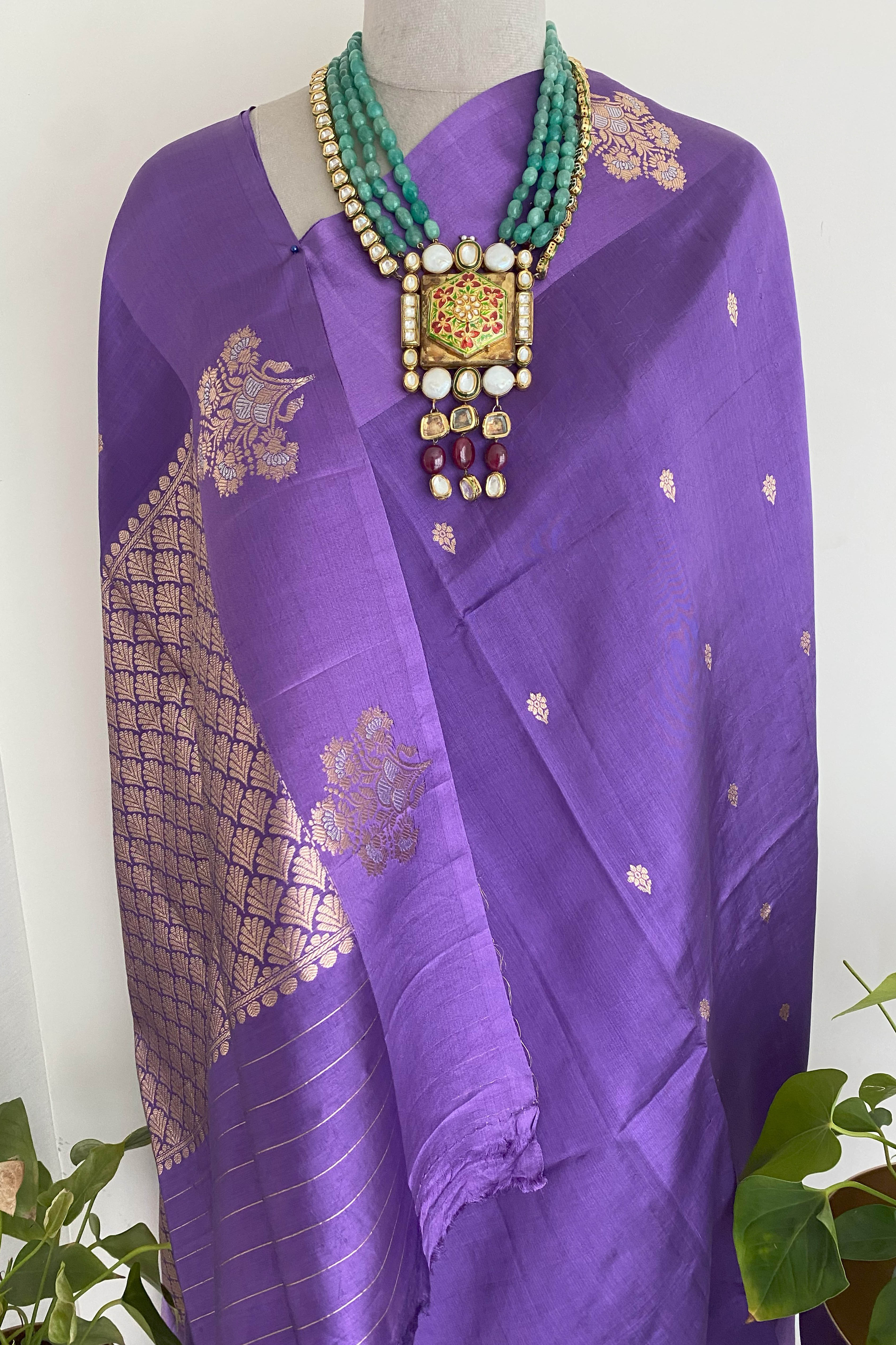 Purple Colour Pure Mashru Silk Saree - Indian Handloomz