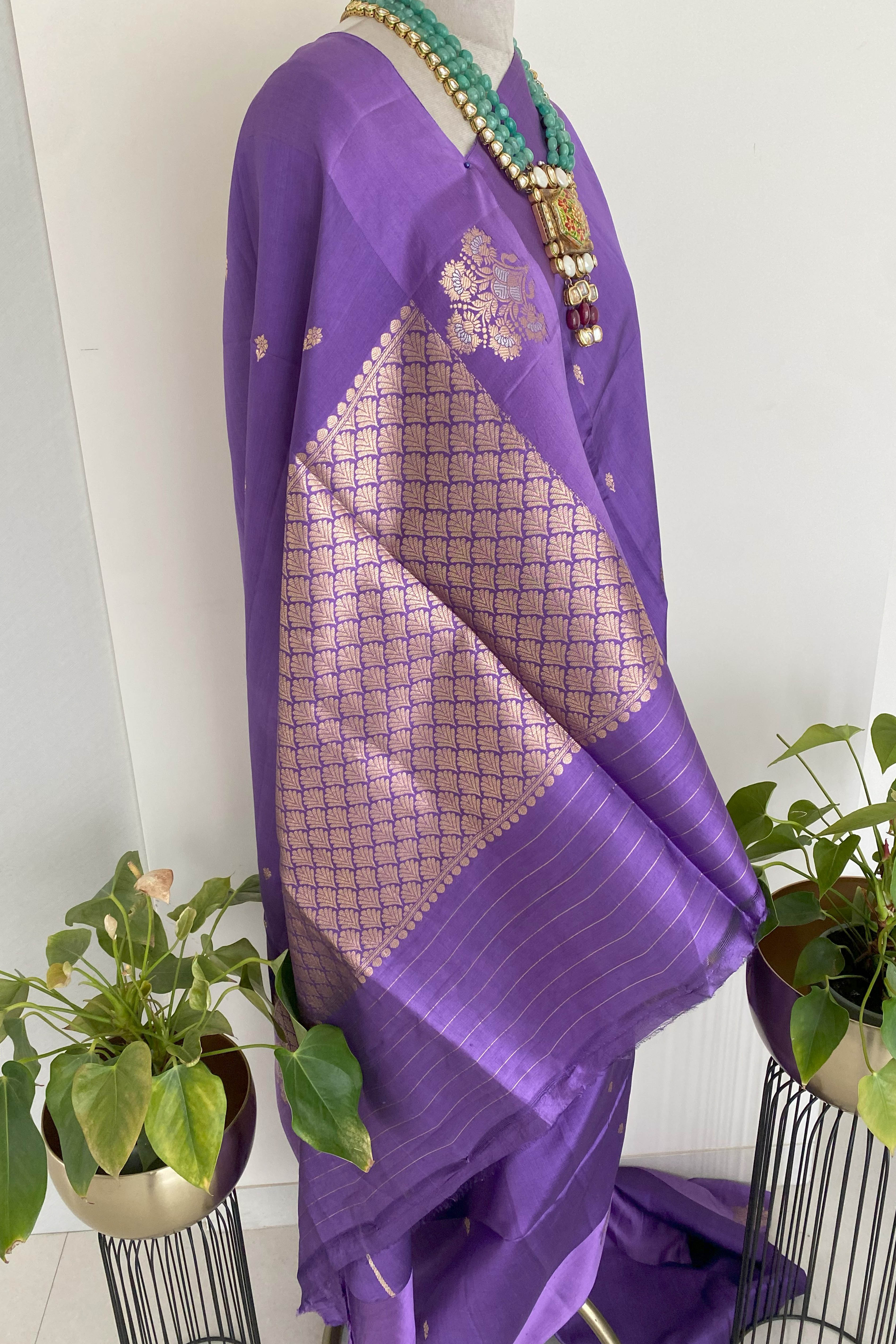 Purple Colour Pure Mashru Silk Saree - Indian Handloomz