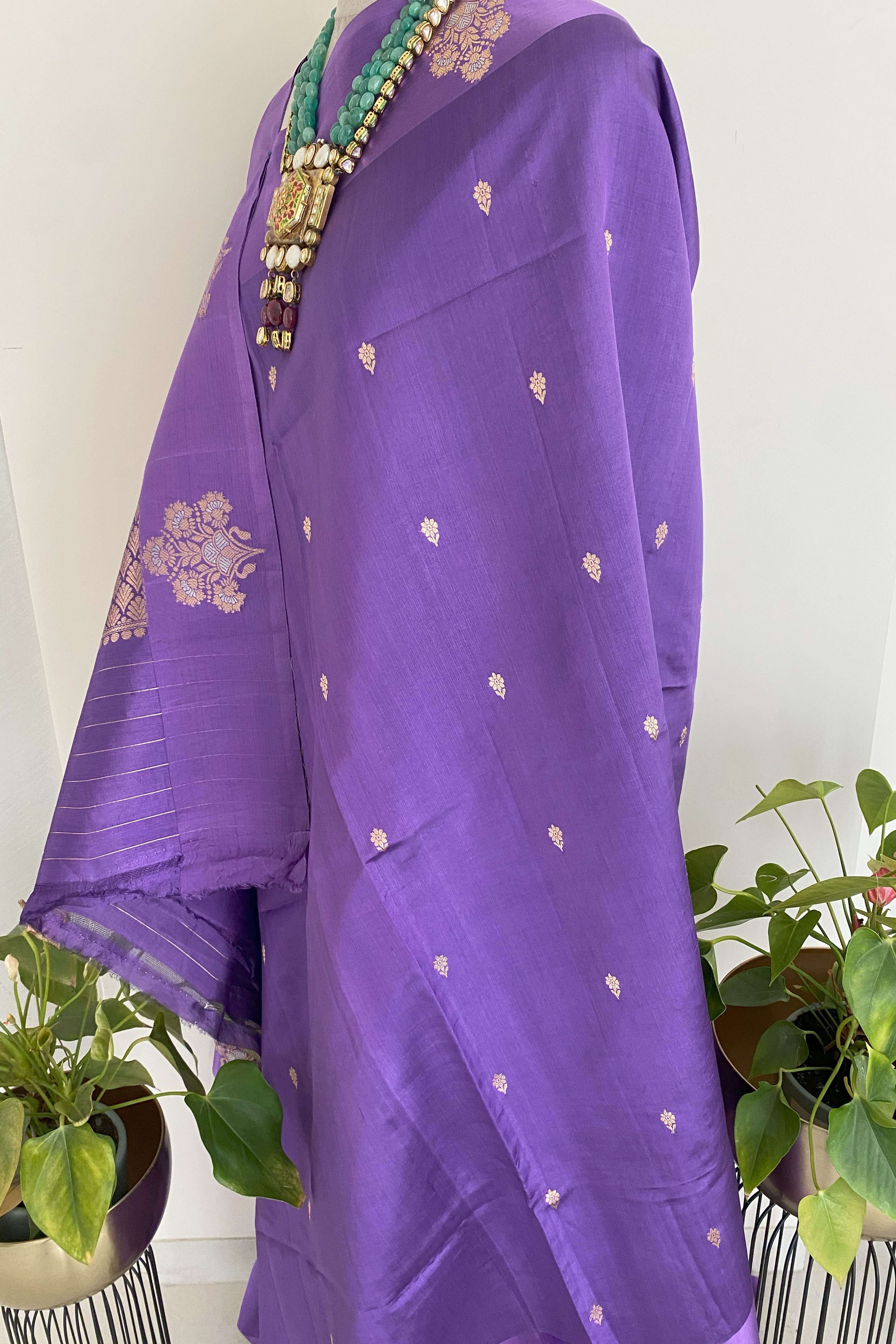 Purple Colour Pure Mashru Silk Saree - Indian Handloomz