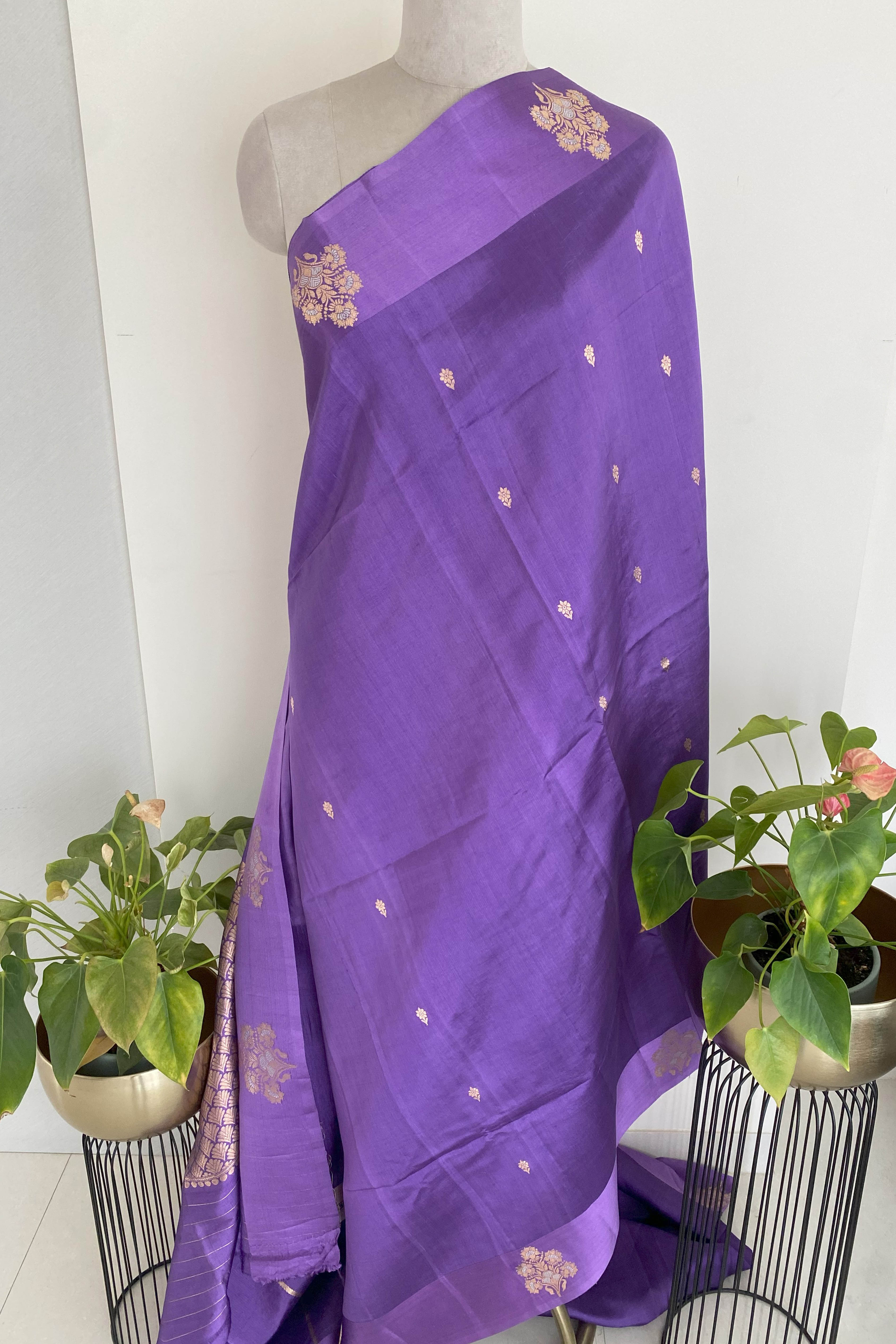 Purple Colour Pure Mashru Silk Saree - Indian Handloomz