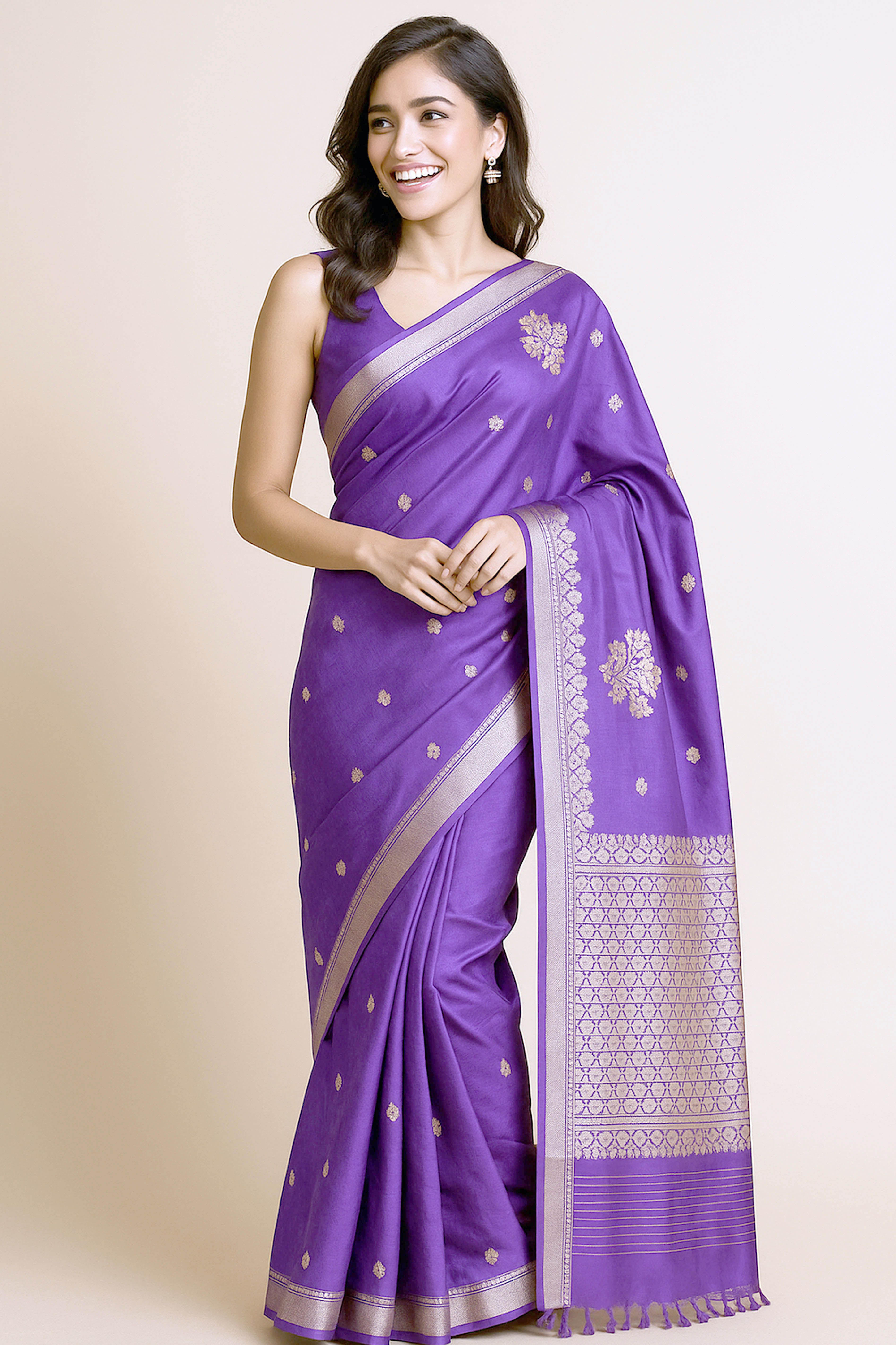 Purple Colour Pure Mashru Silk Saree - Indian Handloomz