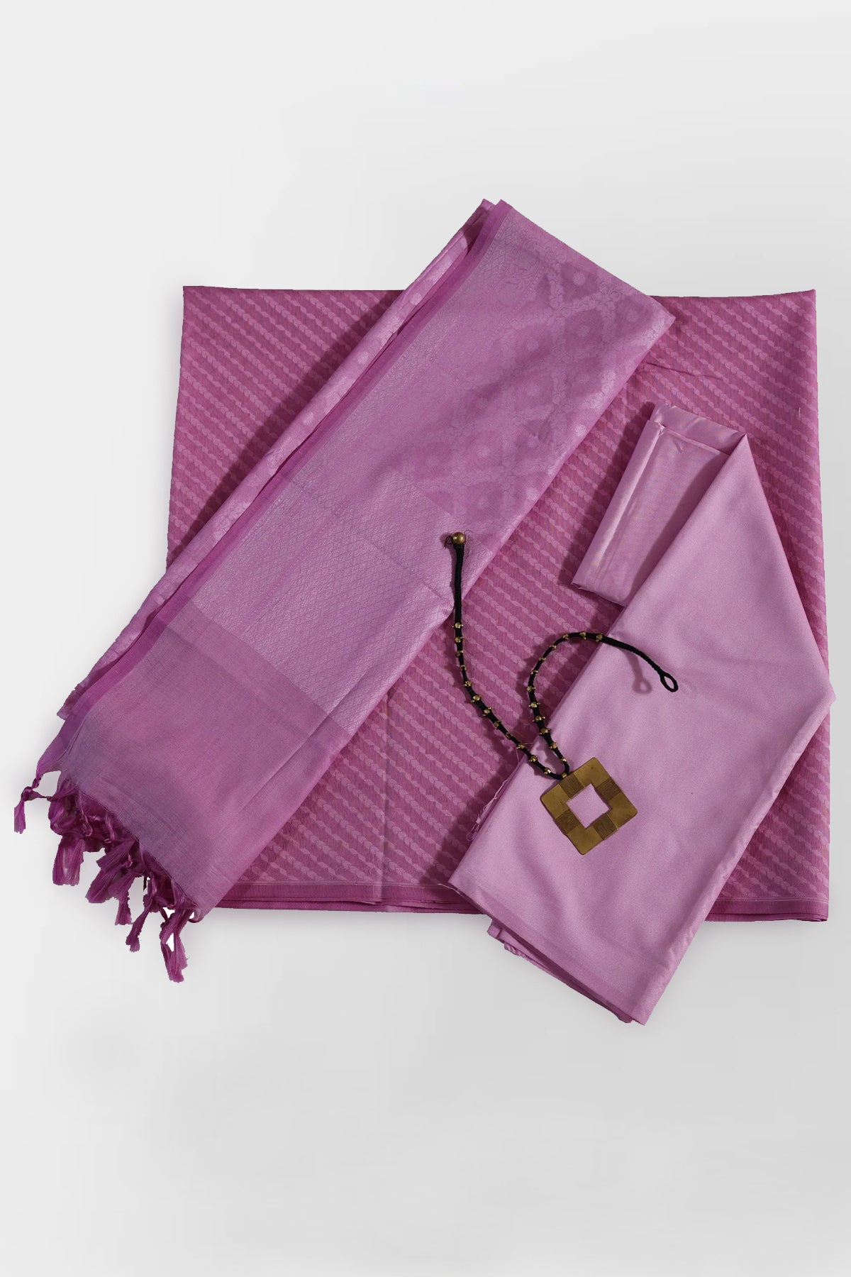 Jiva Pure Banarasi Cotton Silk Unstitched Suit Set in Lilac Elegance Colour - Indian Handloomz