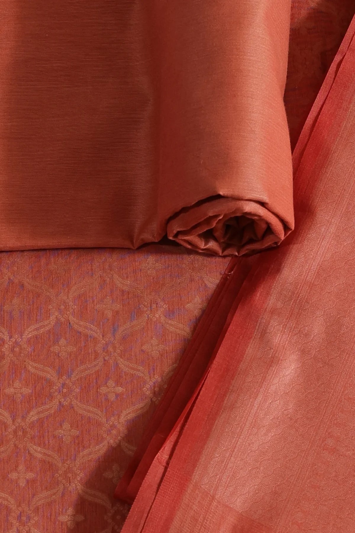 Shyla Pure Banarasi Cotton Silk Unstitched Suit Set in Rustic Charm Colour - Indian Handloomz
