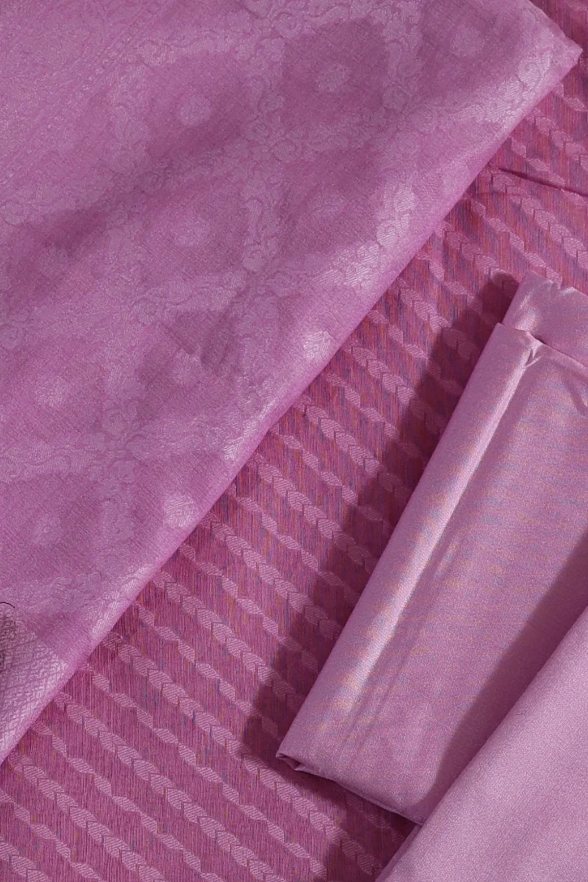 Jiva Pure Banarasi Cotton Silk Unstitched Suit Set in Lilac Elegance Colour - Indian Handloomz