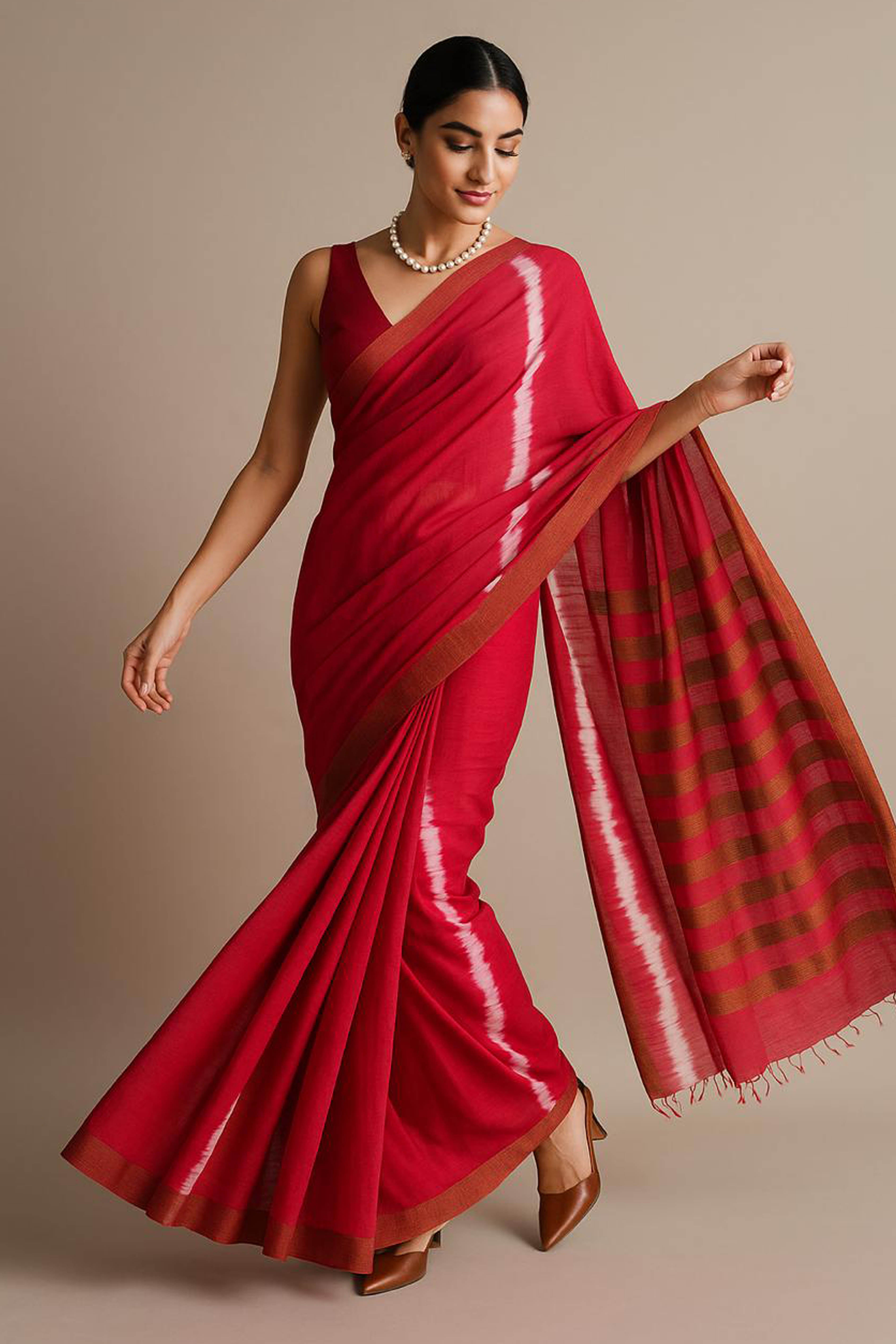 Aruna Pure Mul Cotton Red Tie Dye Saree