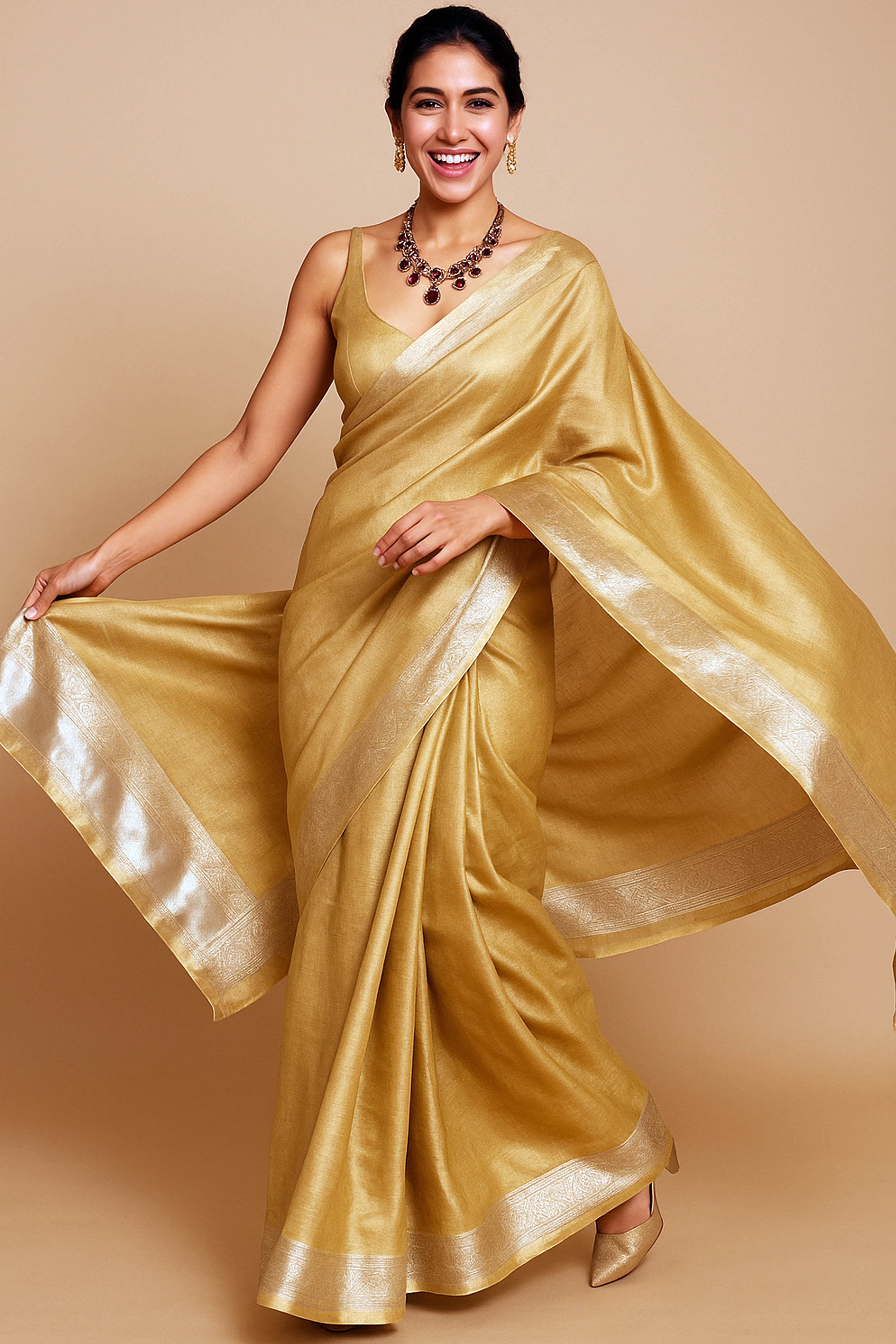 Aruna The Elegance of Nayanthara’s Style with Our Exquisite Blended Tissue Silk Saree - Indian Handloomz