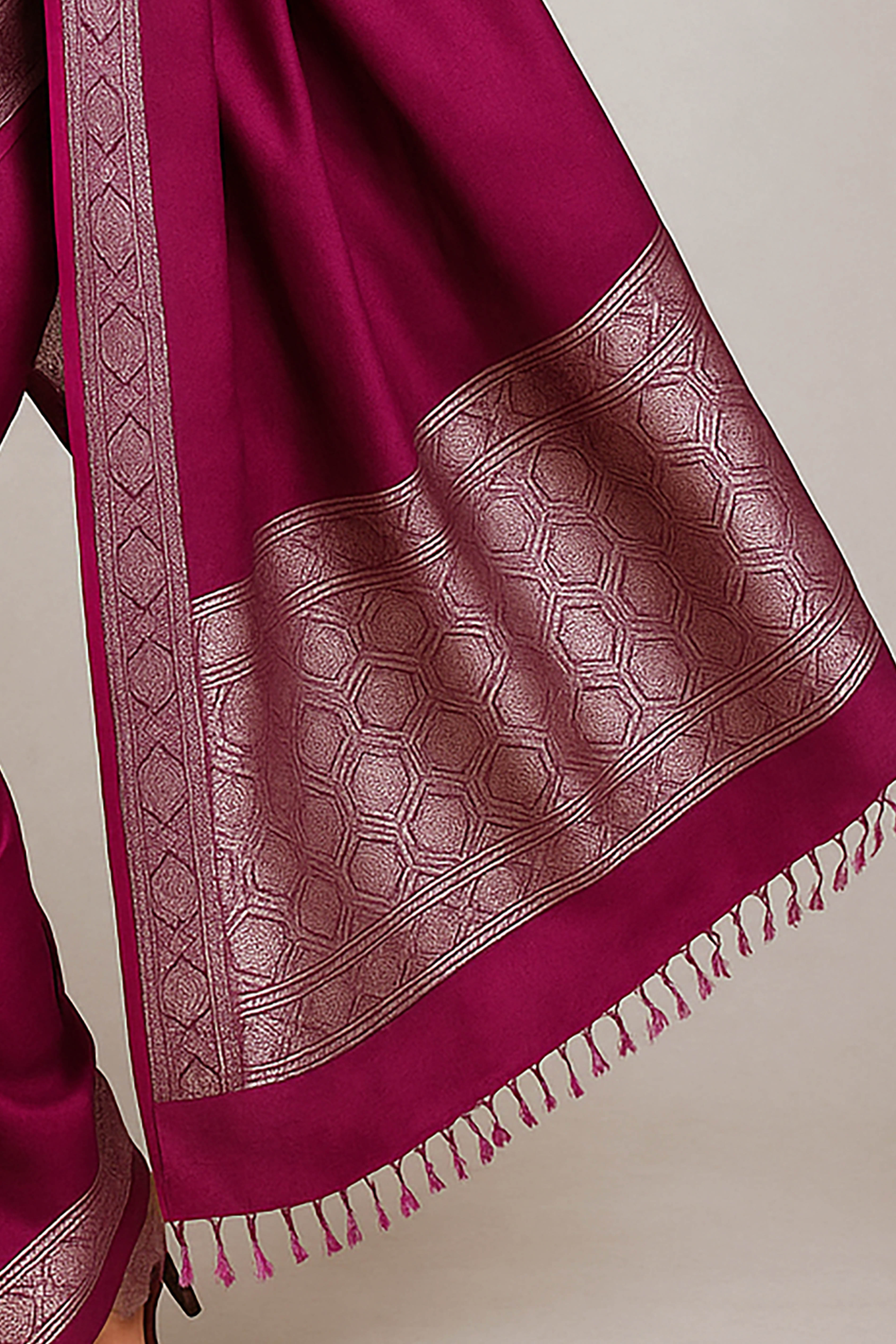 Dupion Tissue Silk Saree in Magenta