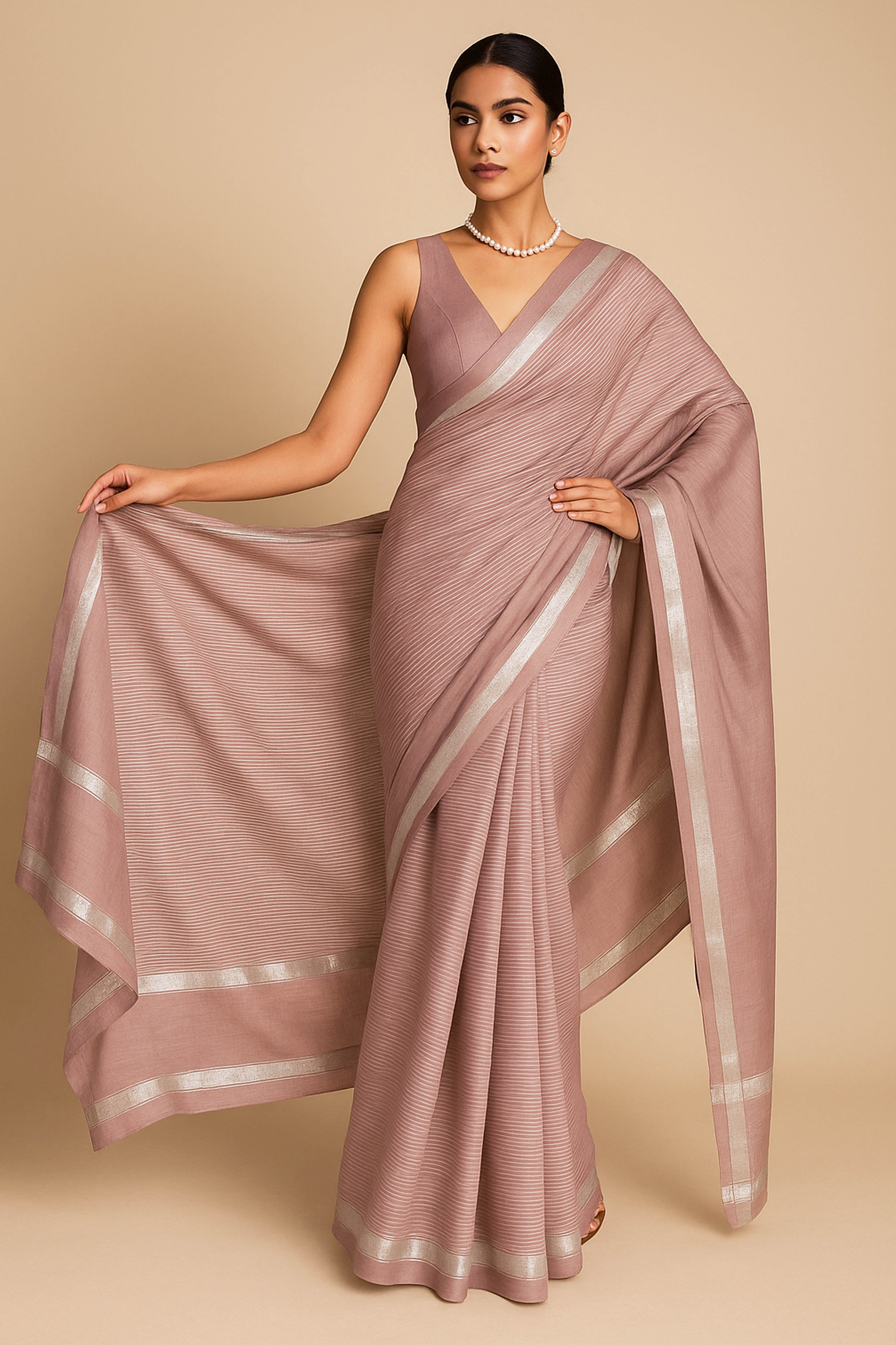 Kota Silk Saree in Beige Colour
