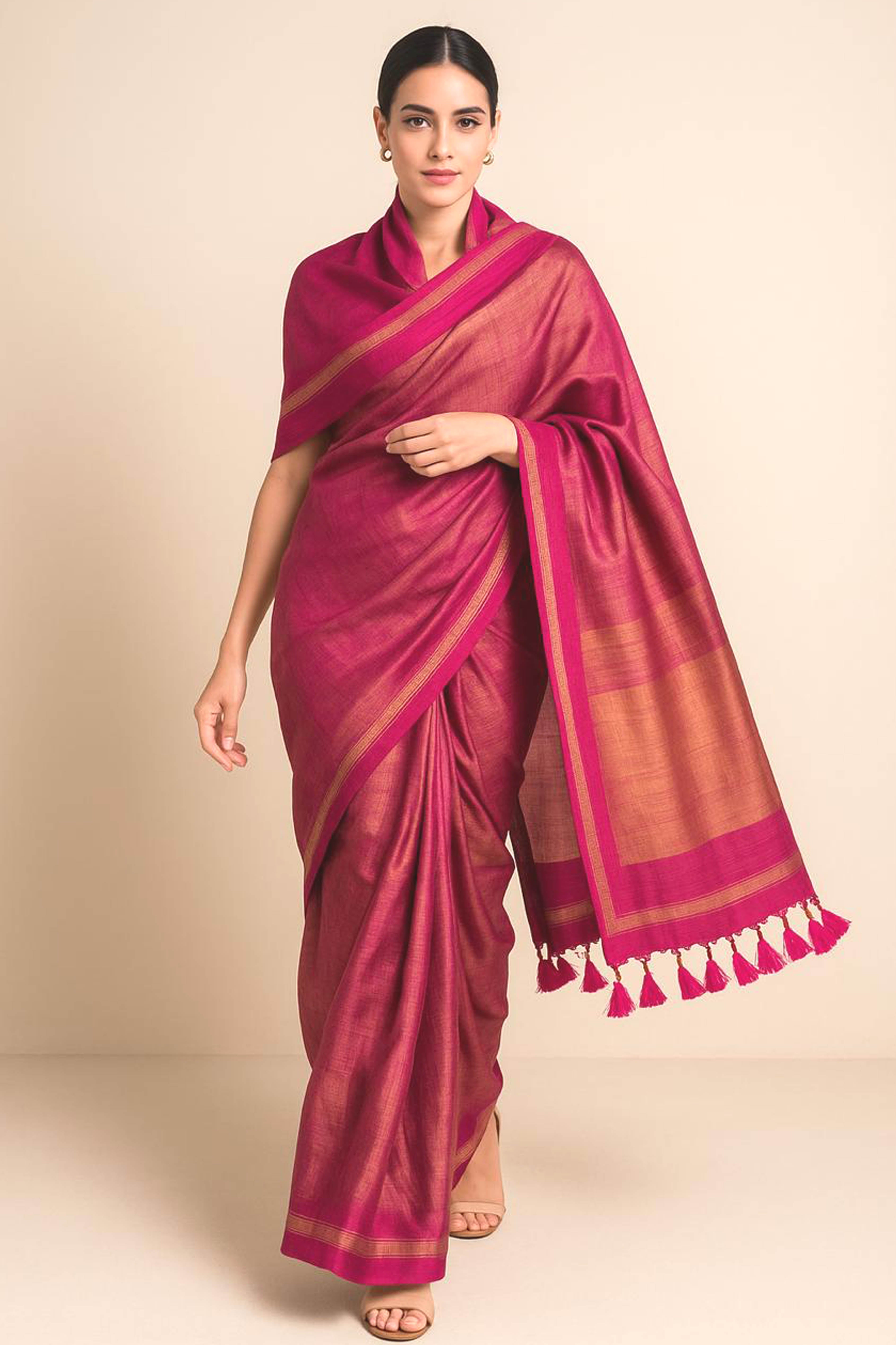 Light & Dark Pink Jamdani Tissue Cotton Saree