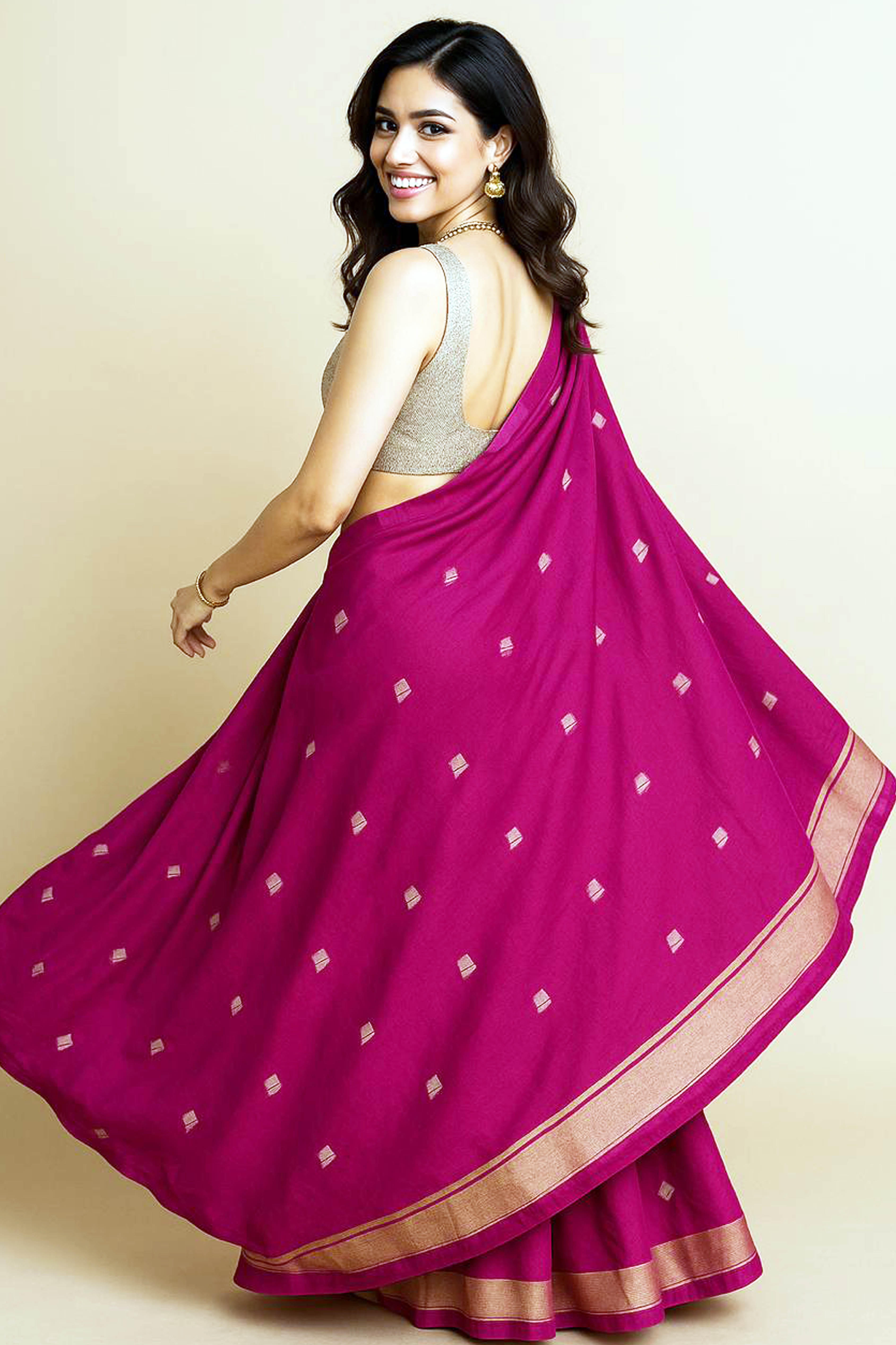 Magenta Cotton Silk Banarasi Saree