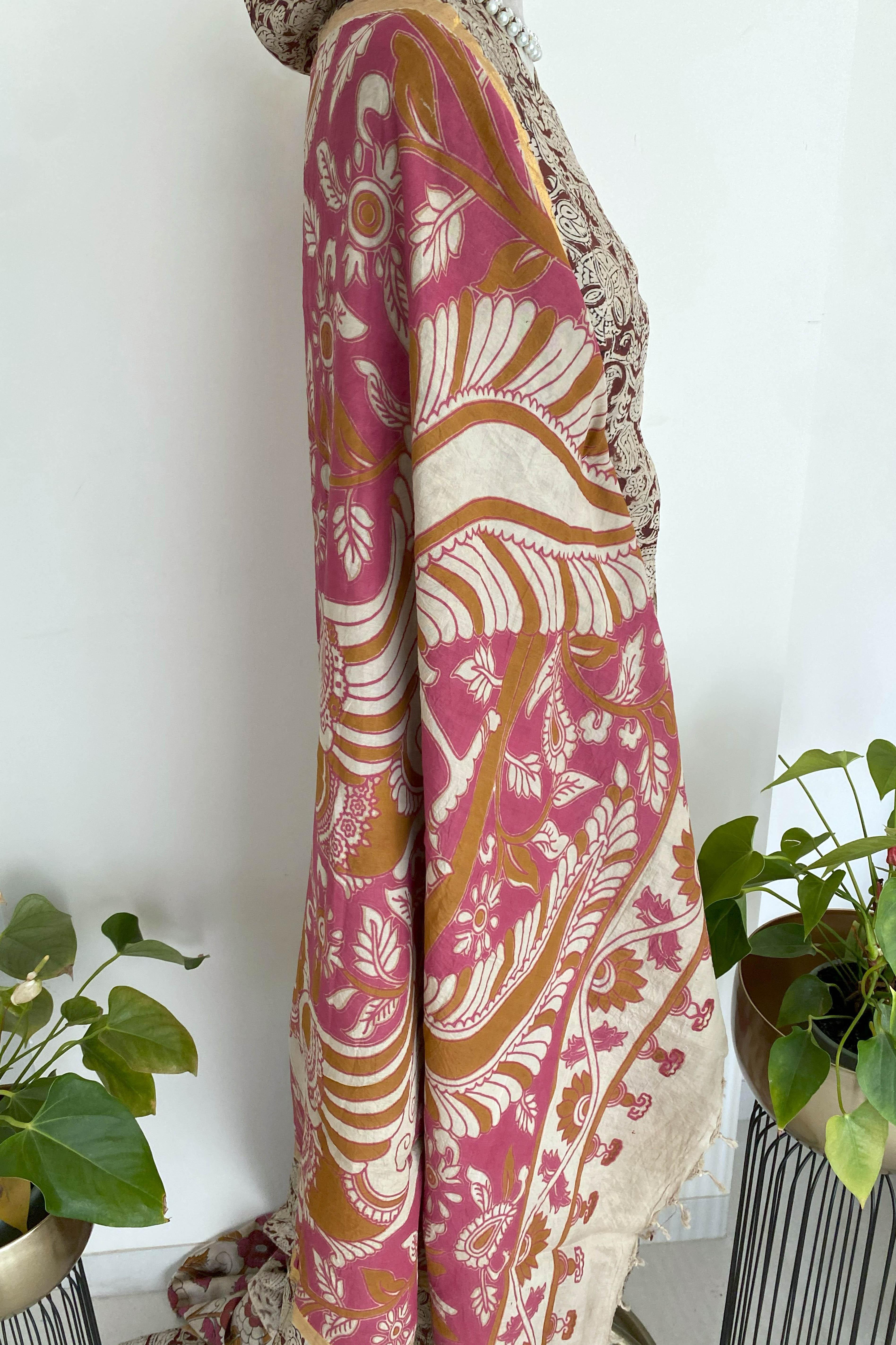 Magenta Kalamkari Chennur Silk Saree