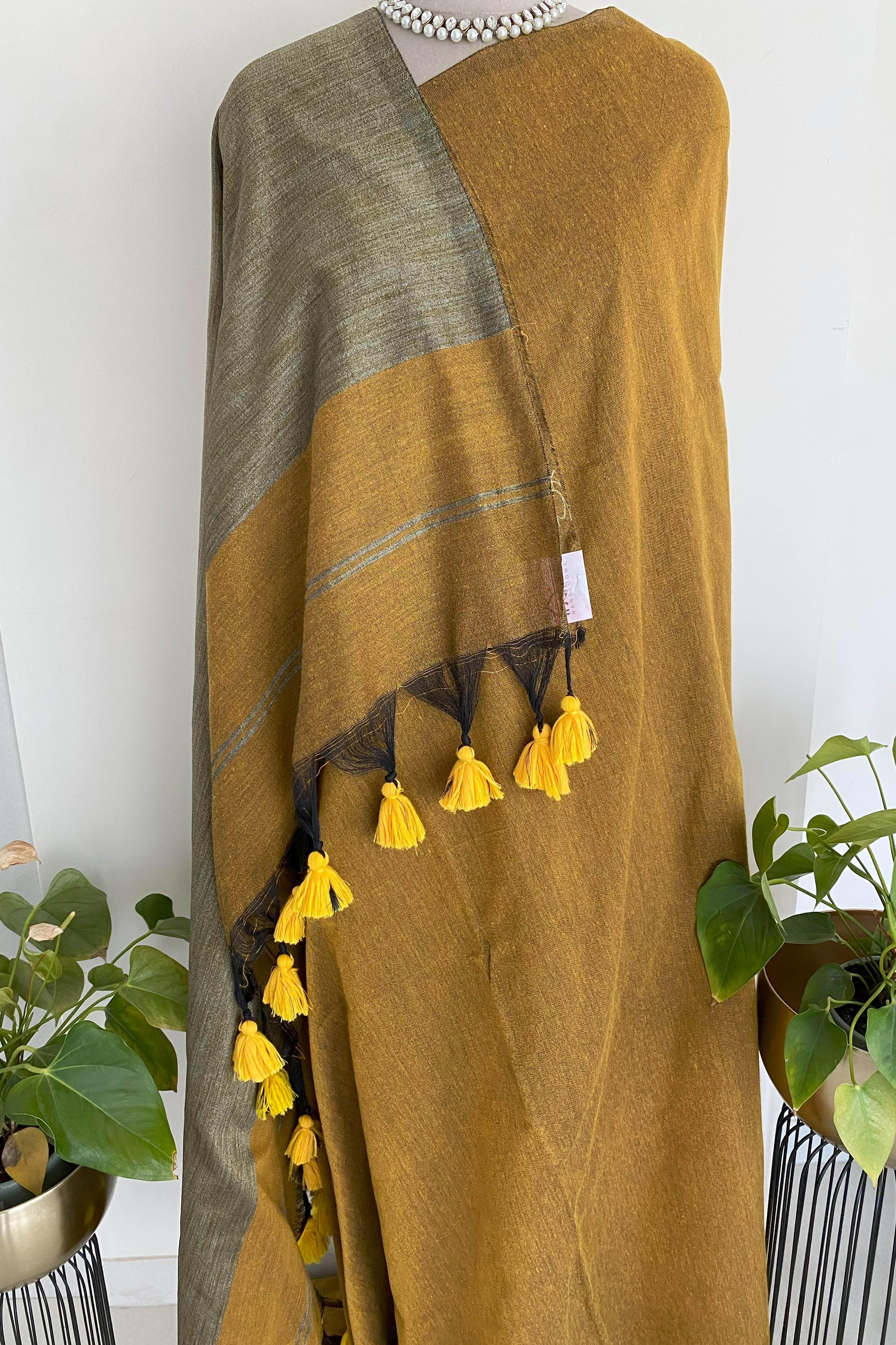 Mustard Yellow Jamdani Cotton Saree