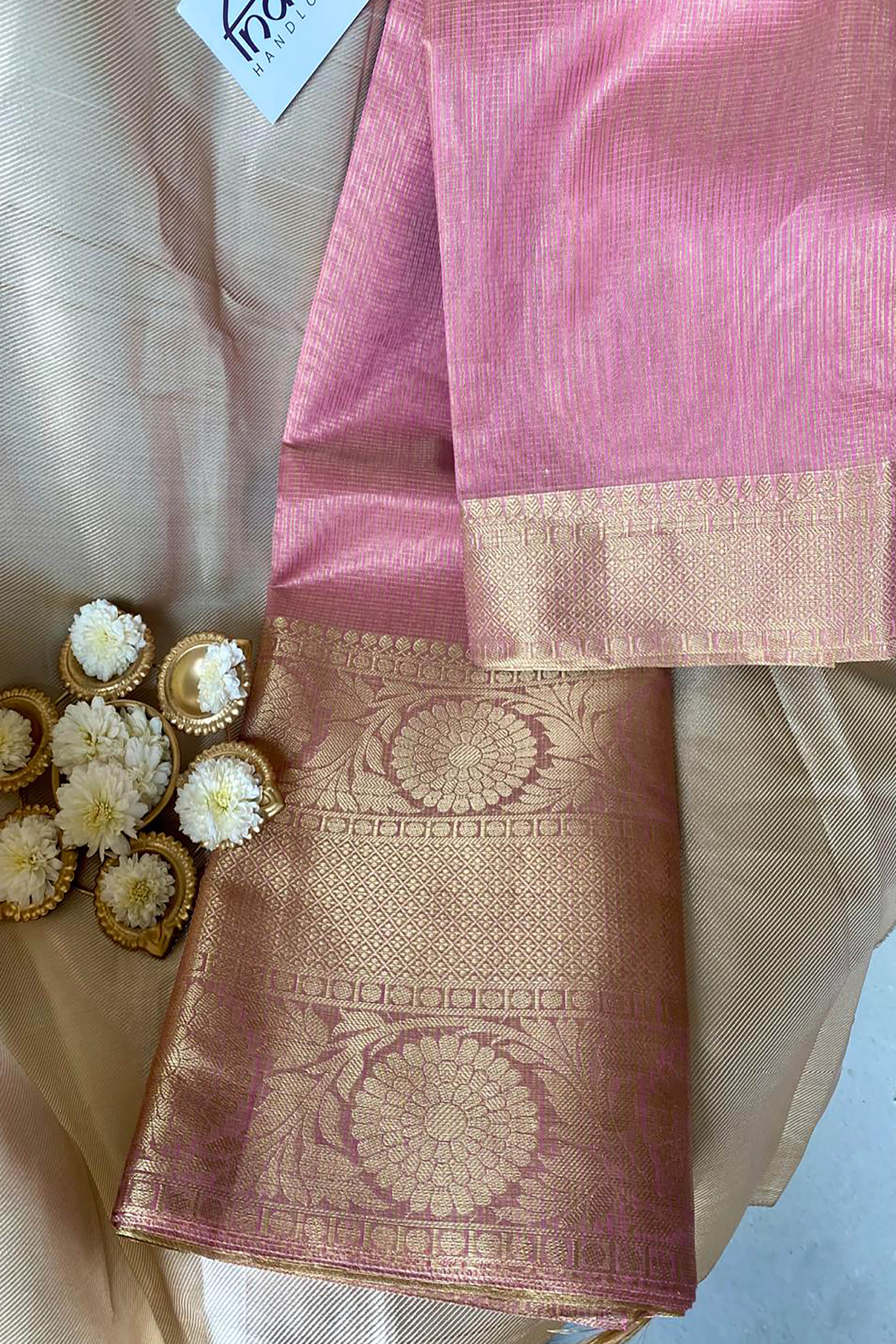 Siya Banarasi Nayanthara's Blended Tissue Silk Saree in Light Pink Colour