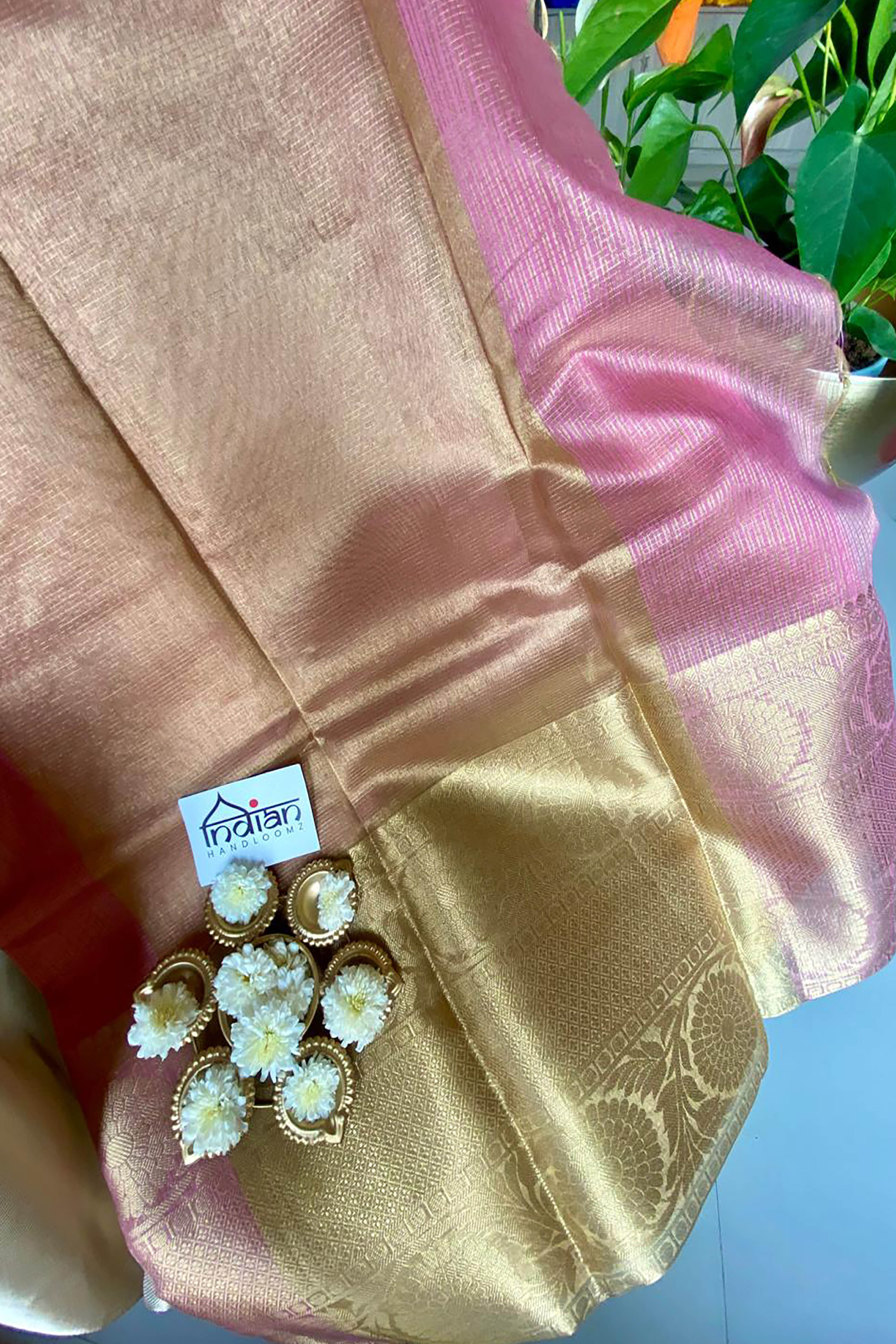 Siya Banarasi Nayanthara's Blended Tissue Silk Saree in Light Pink Colour