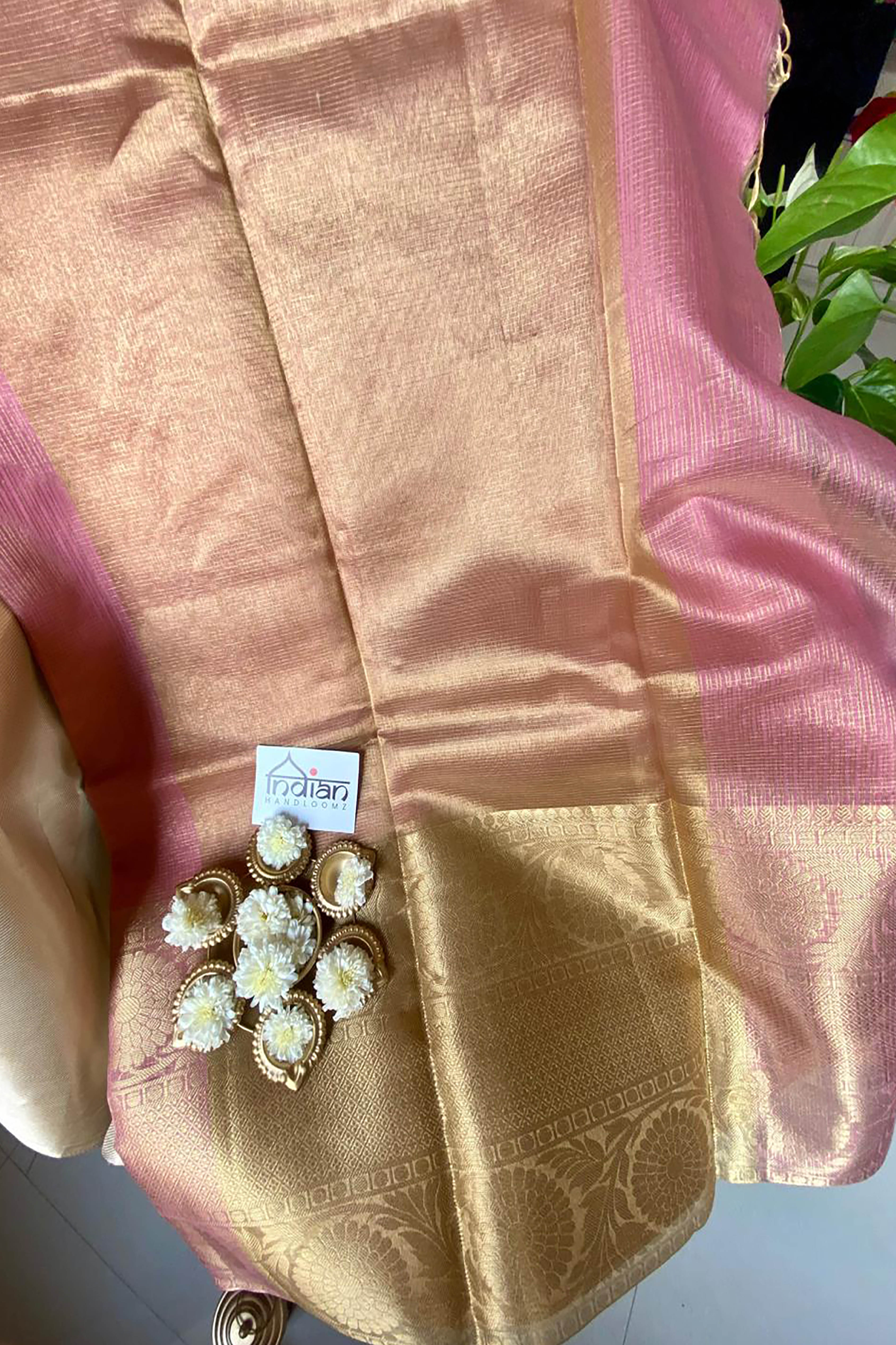 Siya Banarasi Nayanthara's Blended Tissue Silk Saree in Light Pink Colour