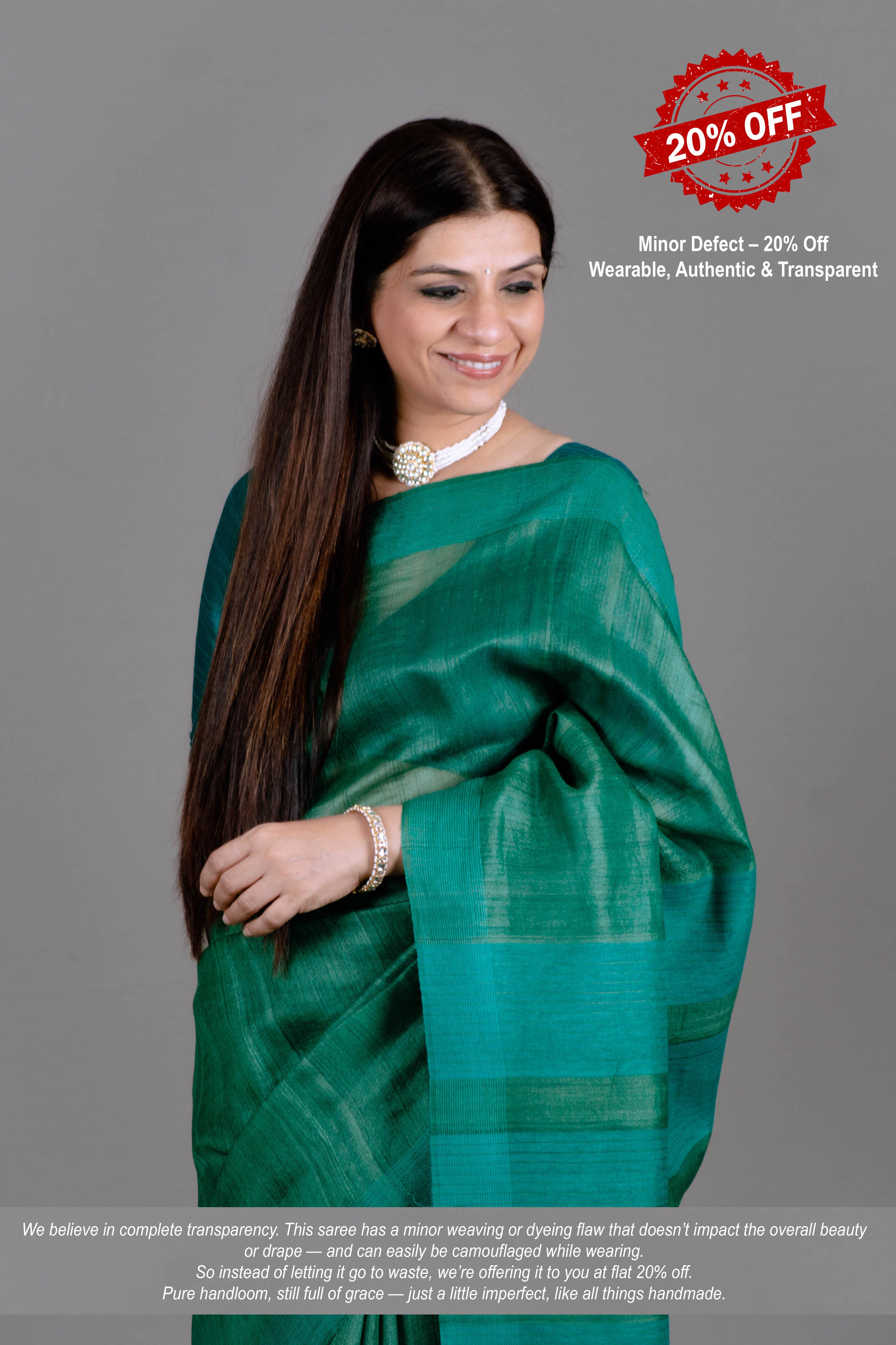 Meenakshi Tussar Moonga Silk Saree in Rama Green Colour - Indian Handloomz