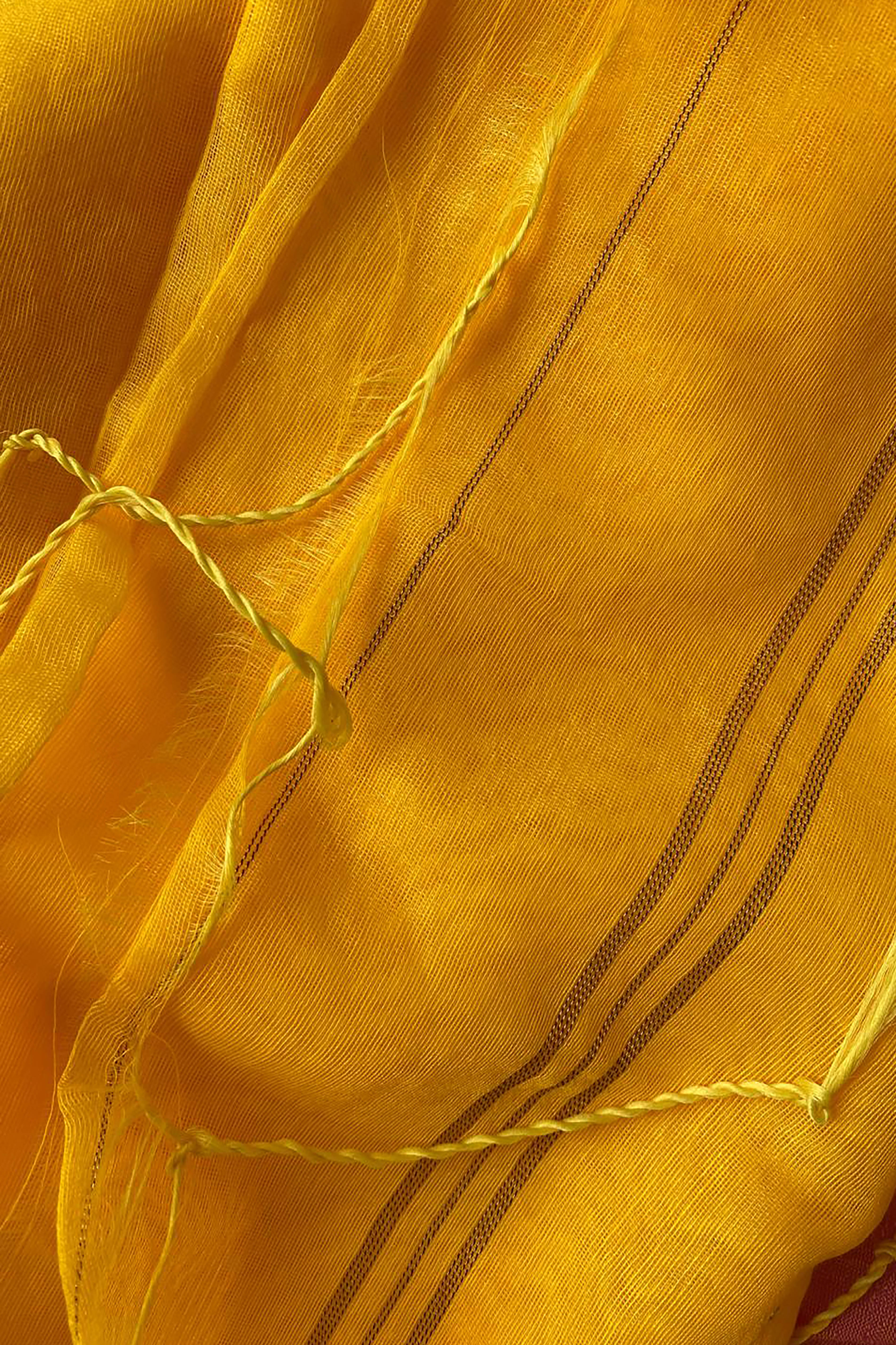 Pitah Jamdani Pure Linen Handloom Saree with Mukaish Work