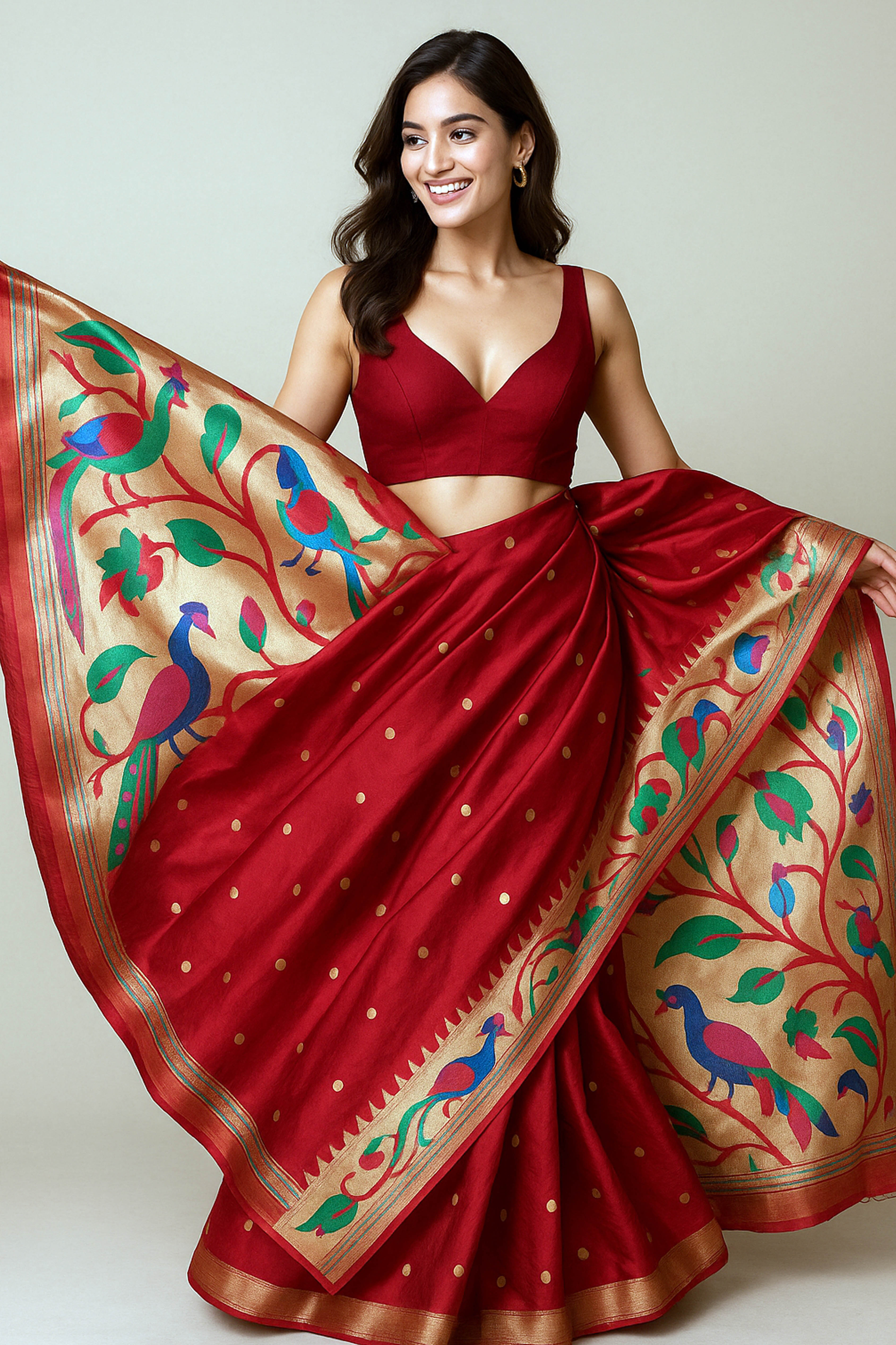Vibha Soft Kanchivram Blended Silk Saree in Paithani Weave - Indian Handloomz