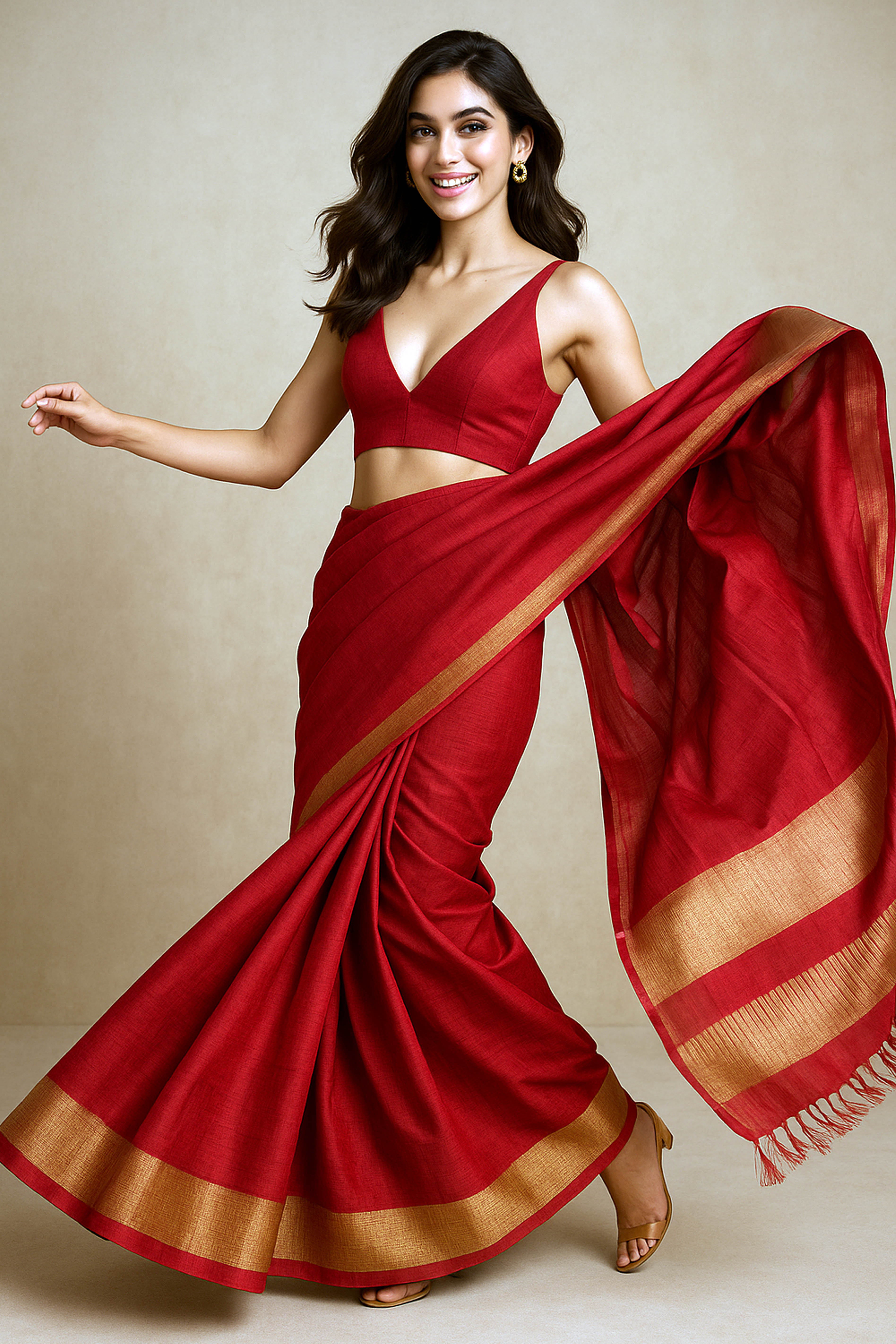 Jui Blended Tussar Silk Saree with Zari Woven Temple Border & Pallu - Indian Handloomz