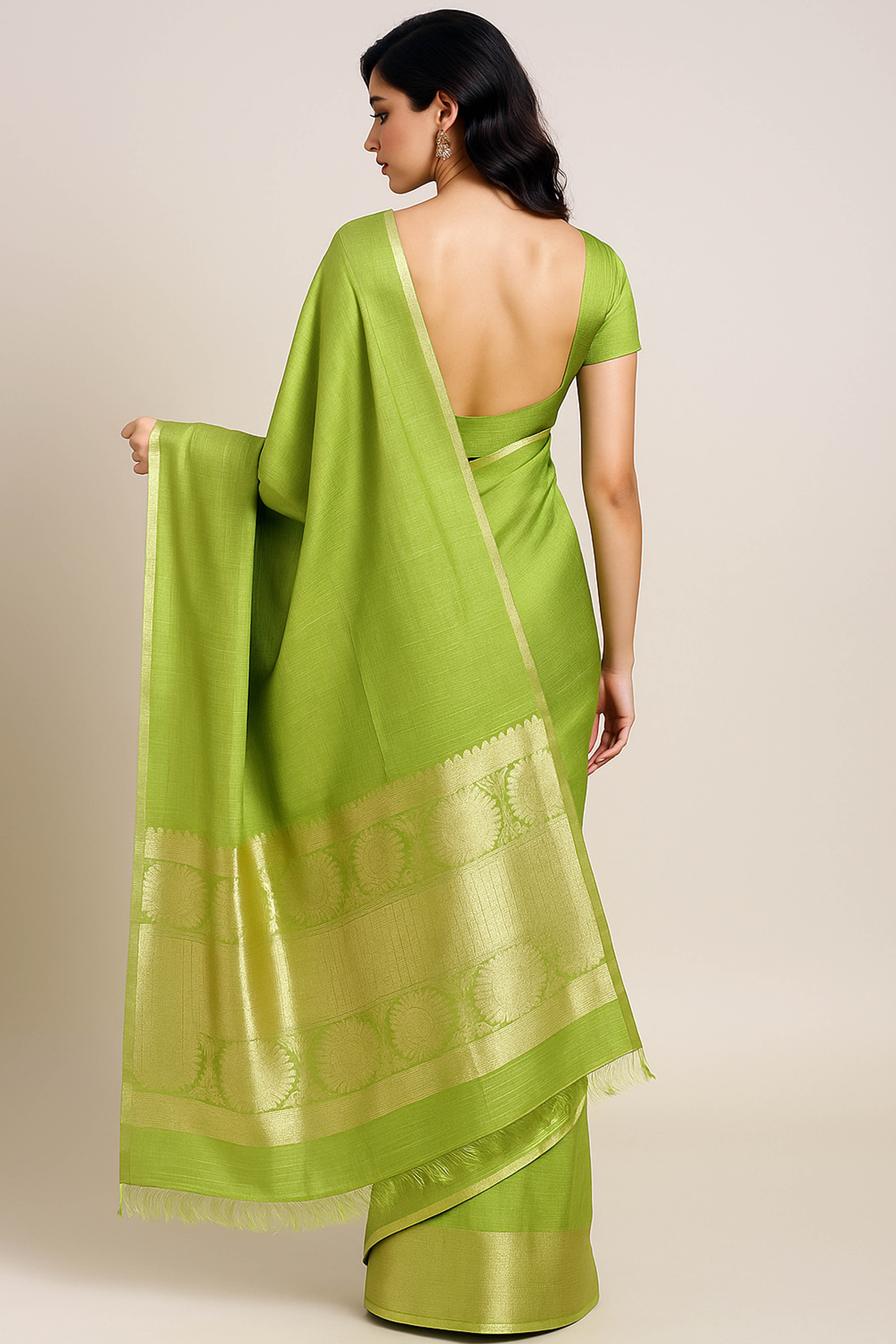 Mahi Banarasi Nayanthara's Blended Tissue Silk Saree in Light Green Colour - Indian Handloomz