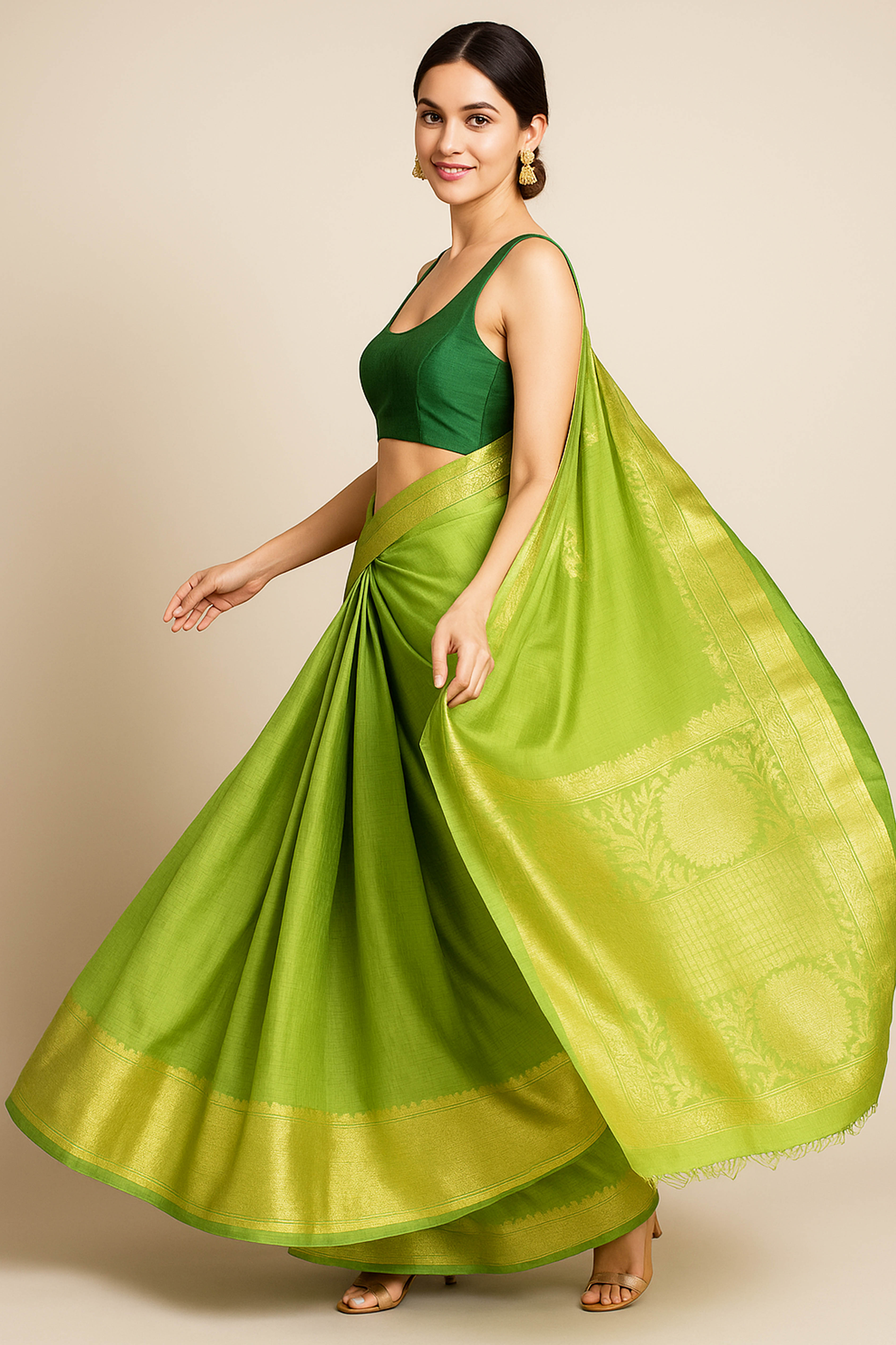 Mahi Banarasi Nayanthara's Blended Tissue Silk Saree in Light Green Colour - Indian Handloomz