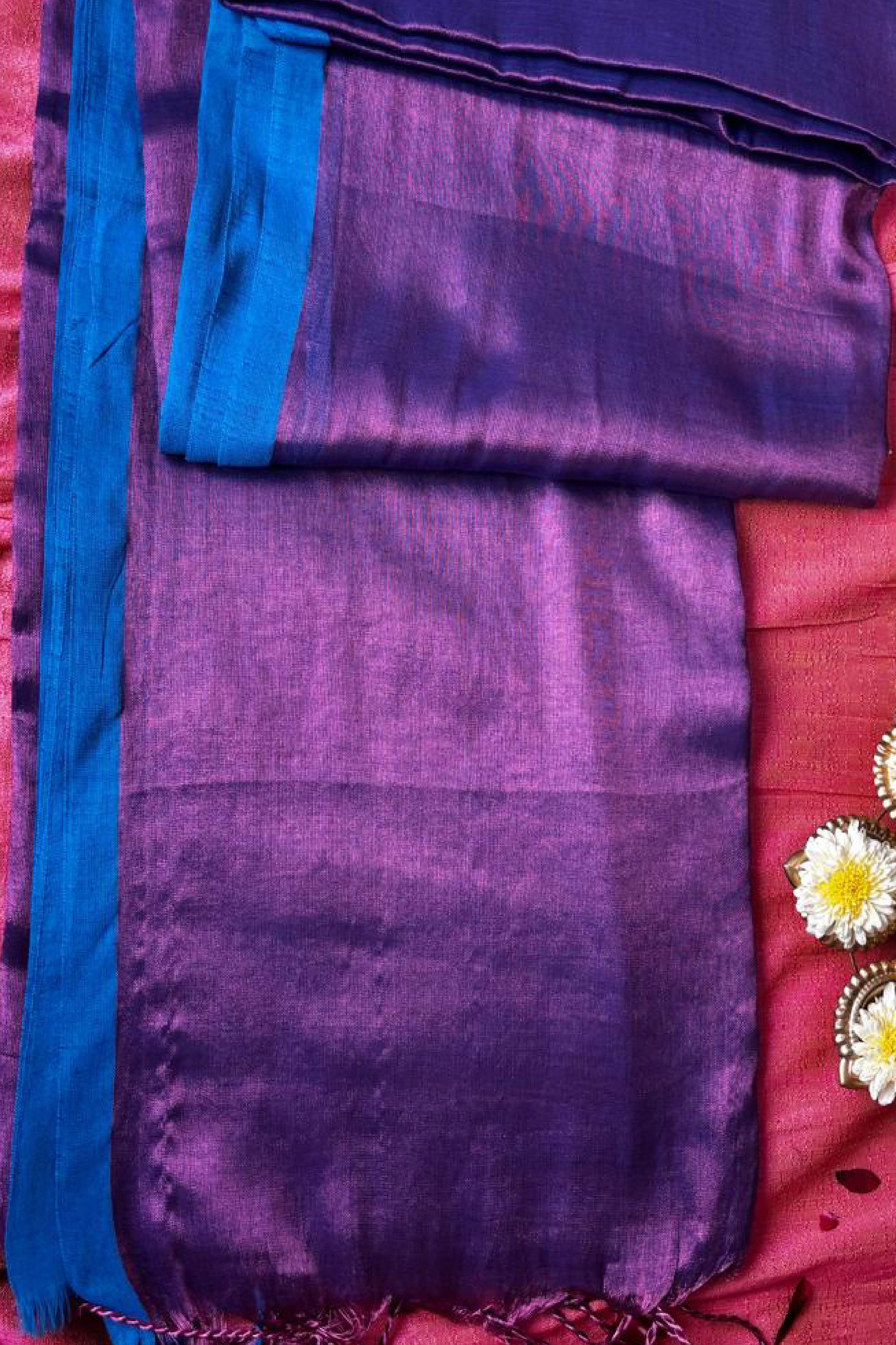 Sahana Pure Tissue Linen Saree in Aubergine Colour